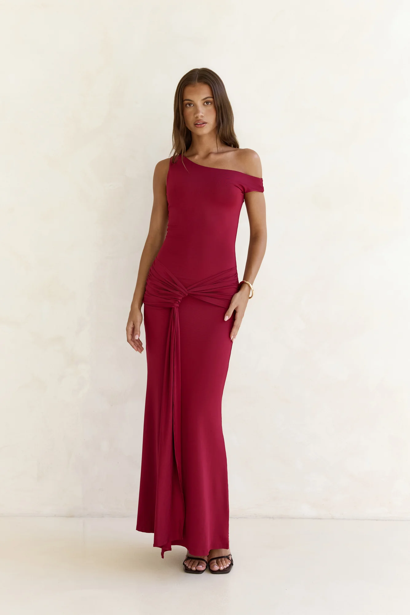 Hold Me Close Off Shoulder Maxi Dress Burgundy - luluinthesky
