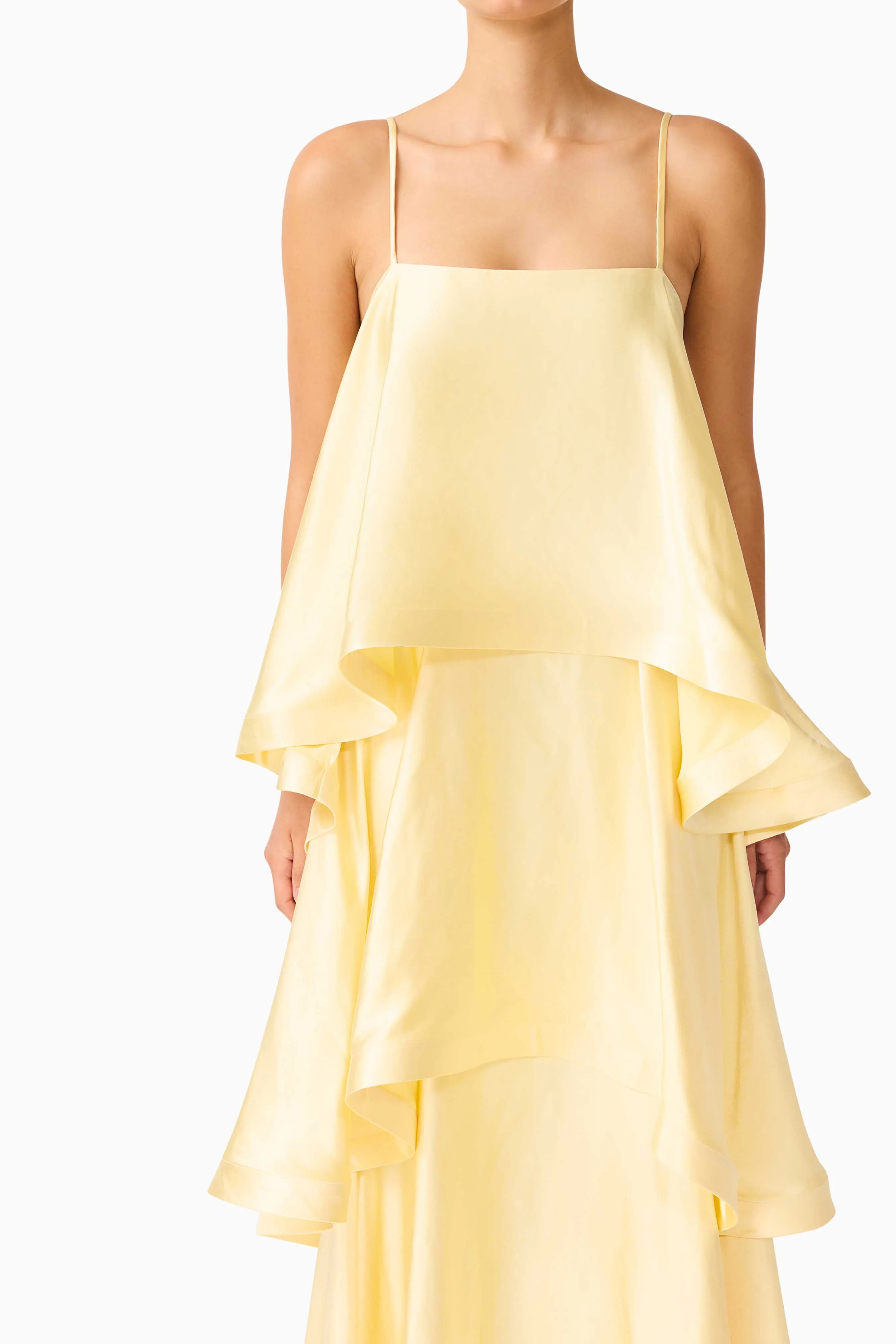 Tilly Tiered Maxi Dress in Butter Yellow