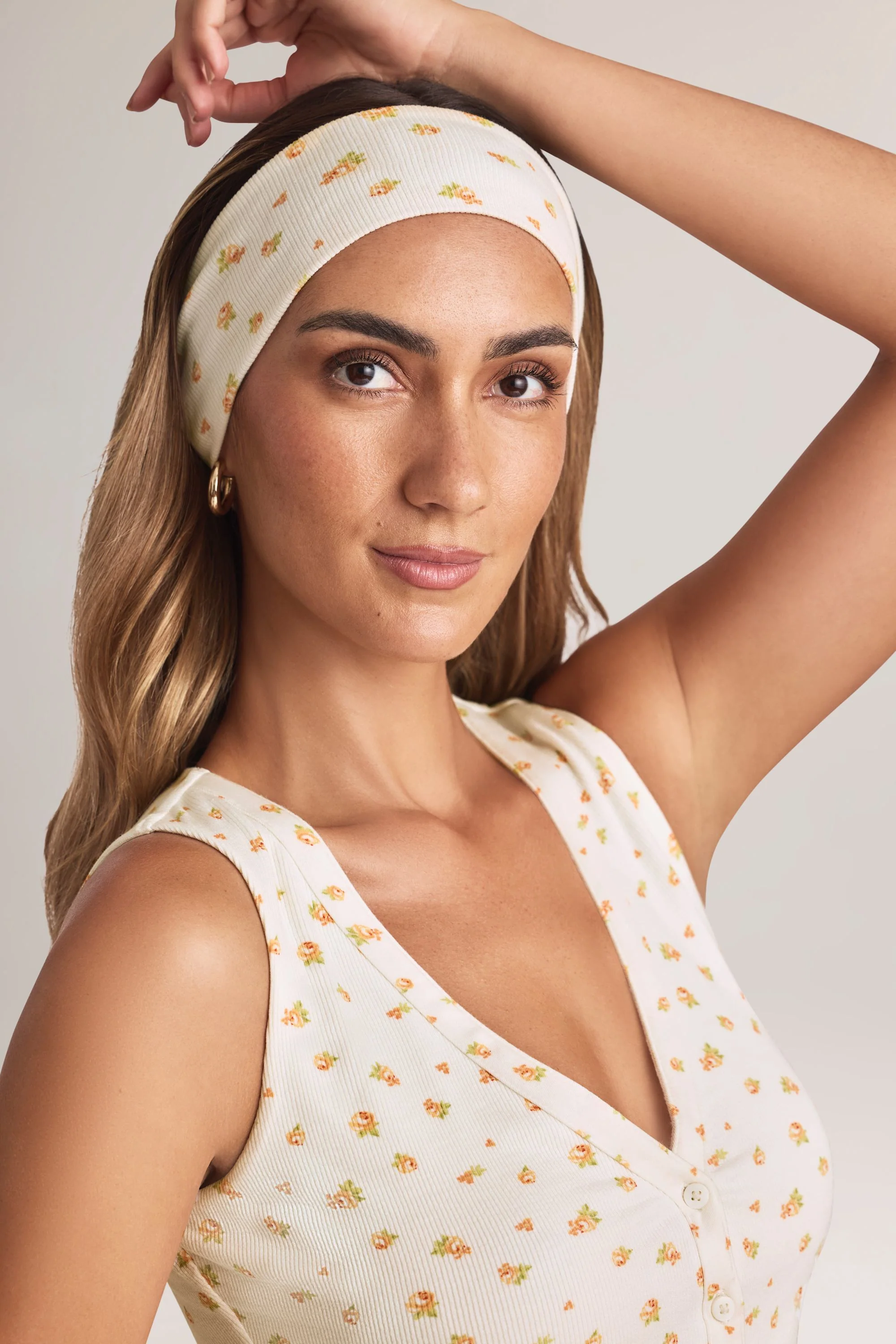 Modal Ribbed Headband in Floral Print