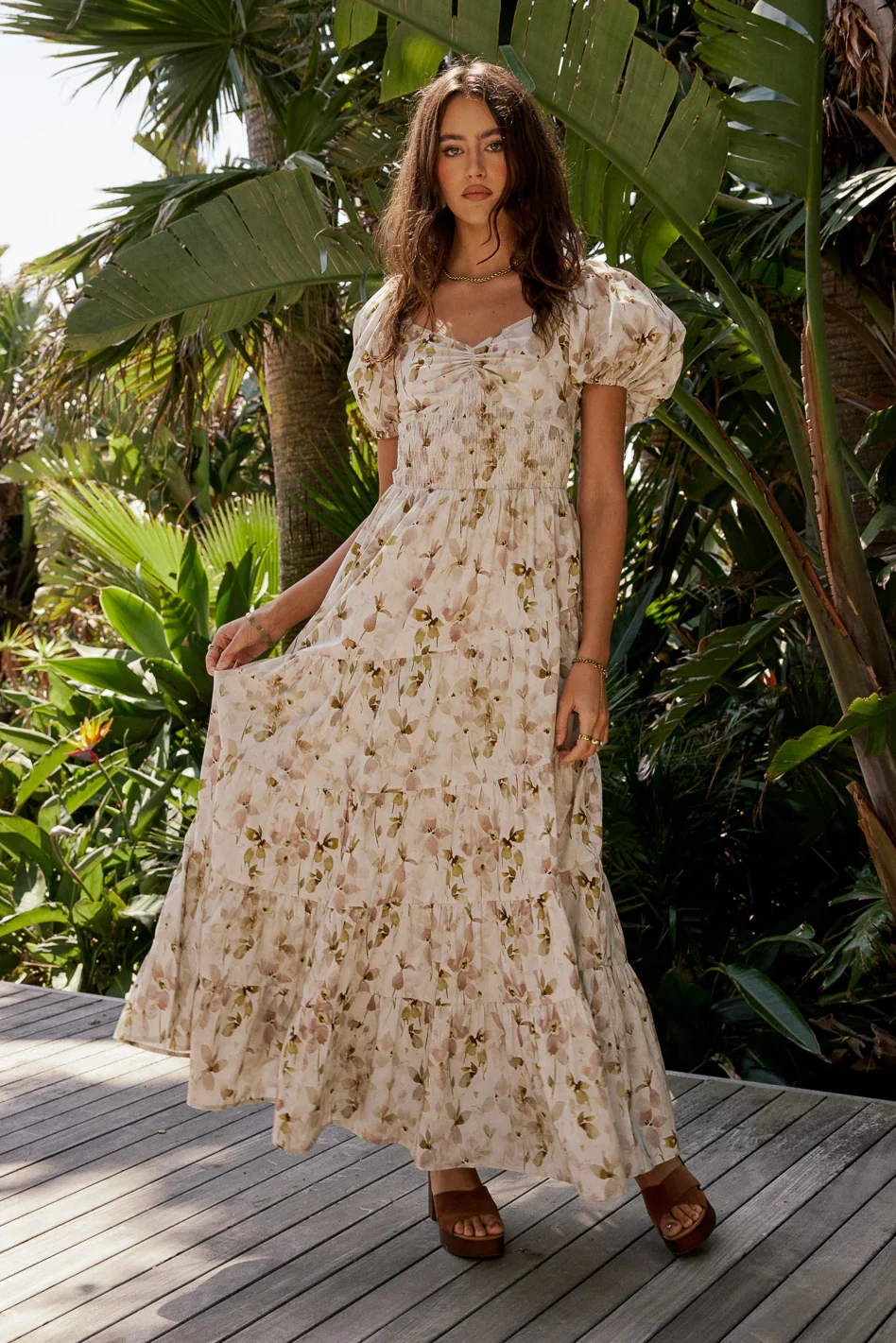 Robbie Floral Midi Dress in Mauve