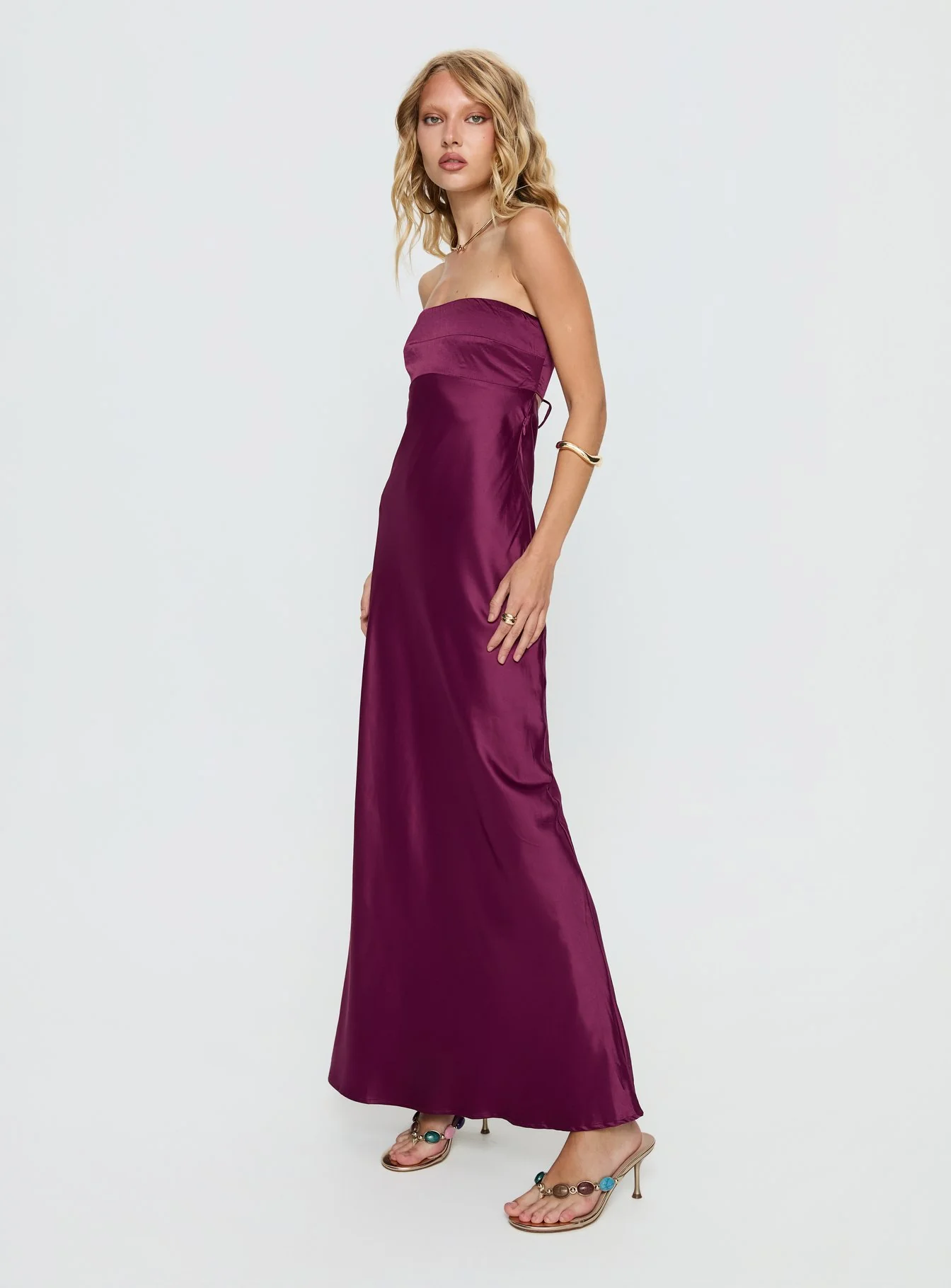 Rozelle Strapless Maxi Dress Currant - luluinthesky