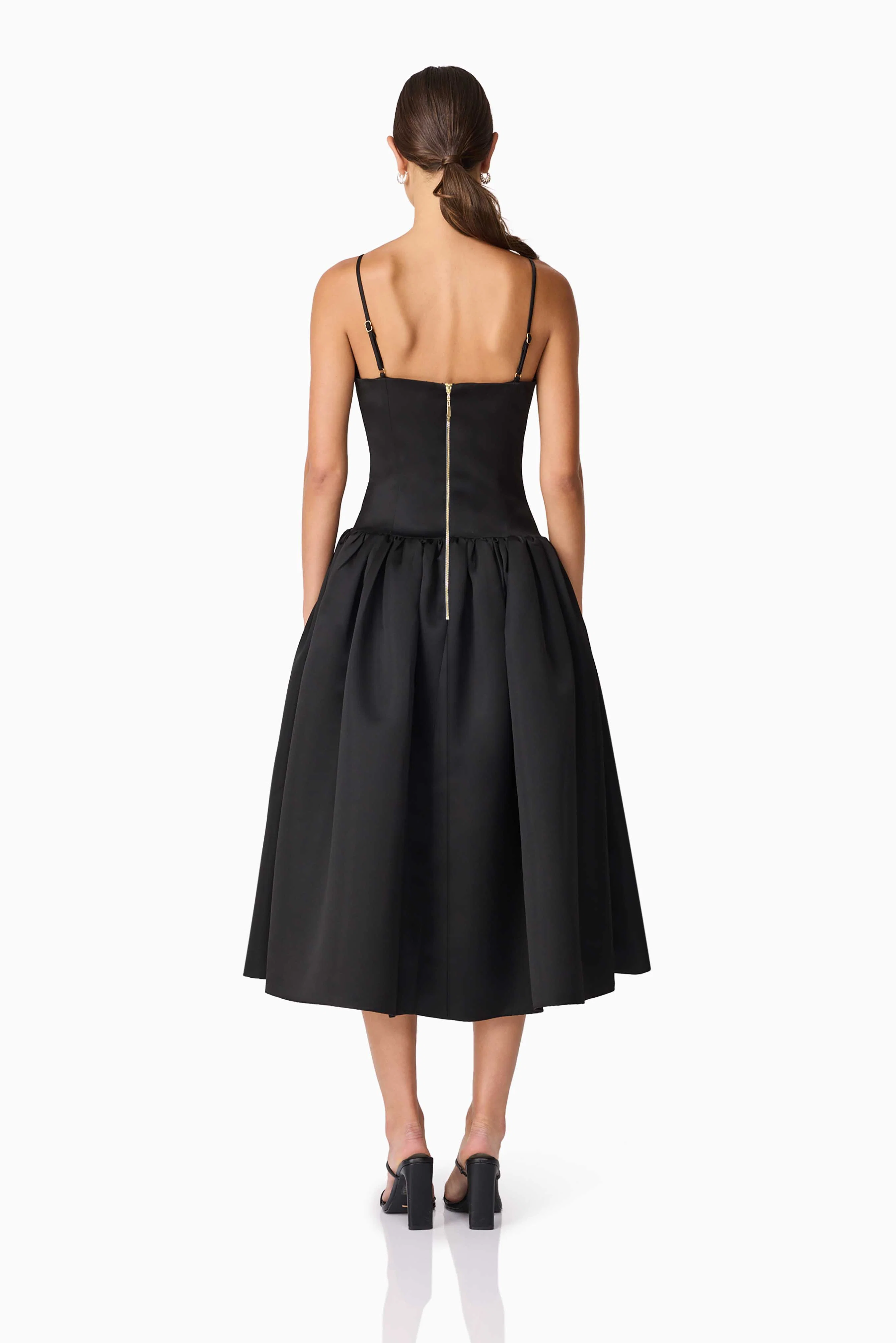 Ursula A-Line Midi Dress in Black