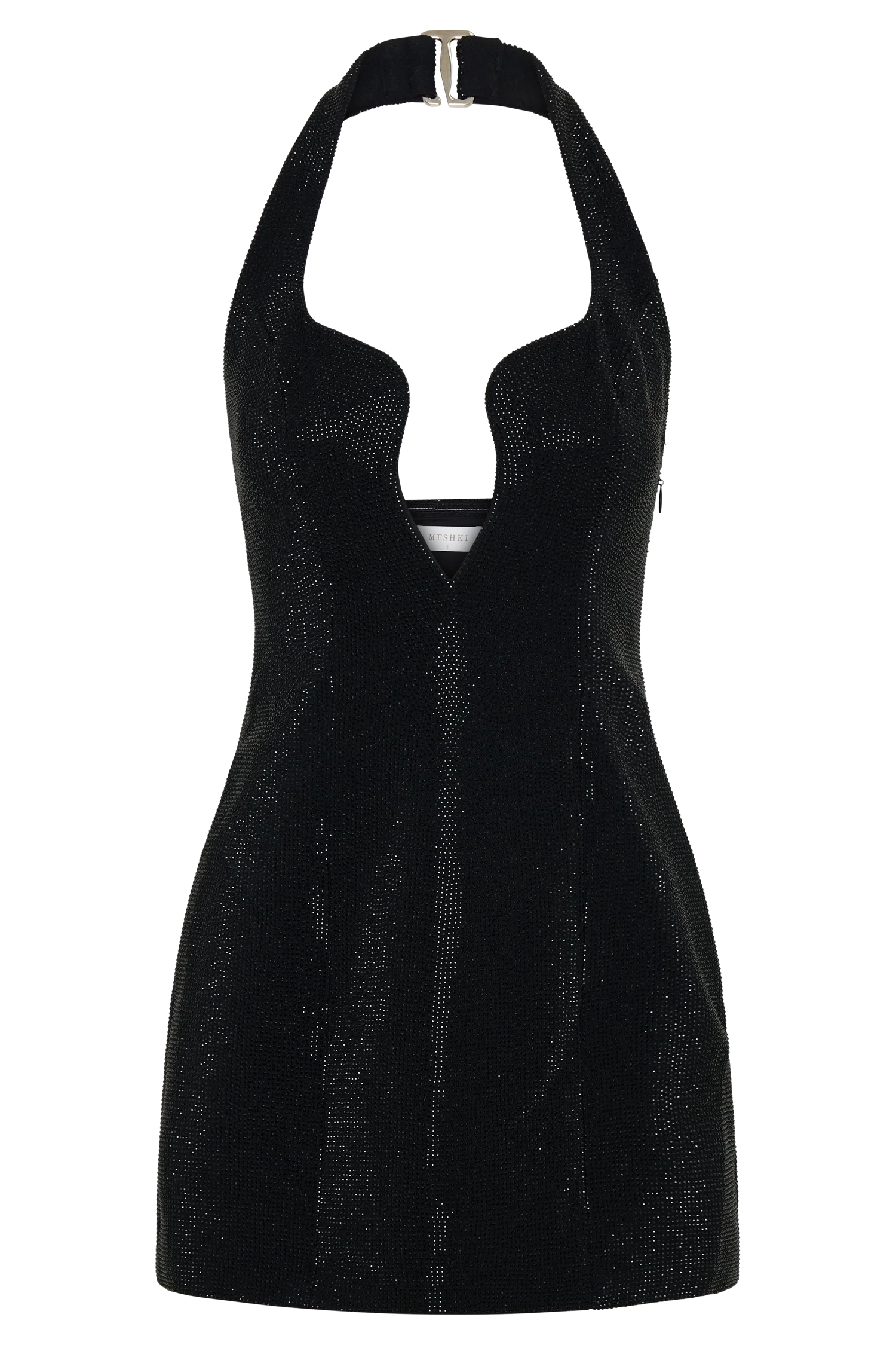 Raina Diamante Halter Mini Dress - Black