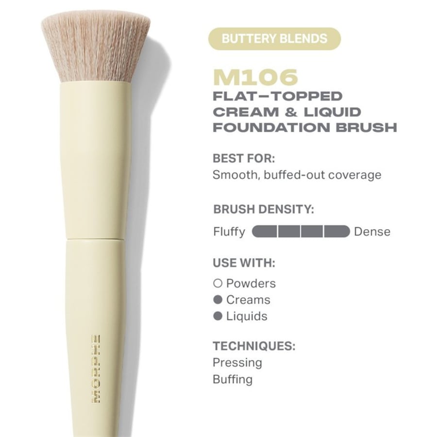 Morphe Szczotki do twarzy M106 Beauty Blends Flat-Topped Cream & Liguiq Foundation Brush