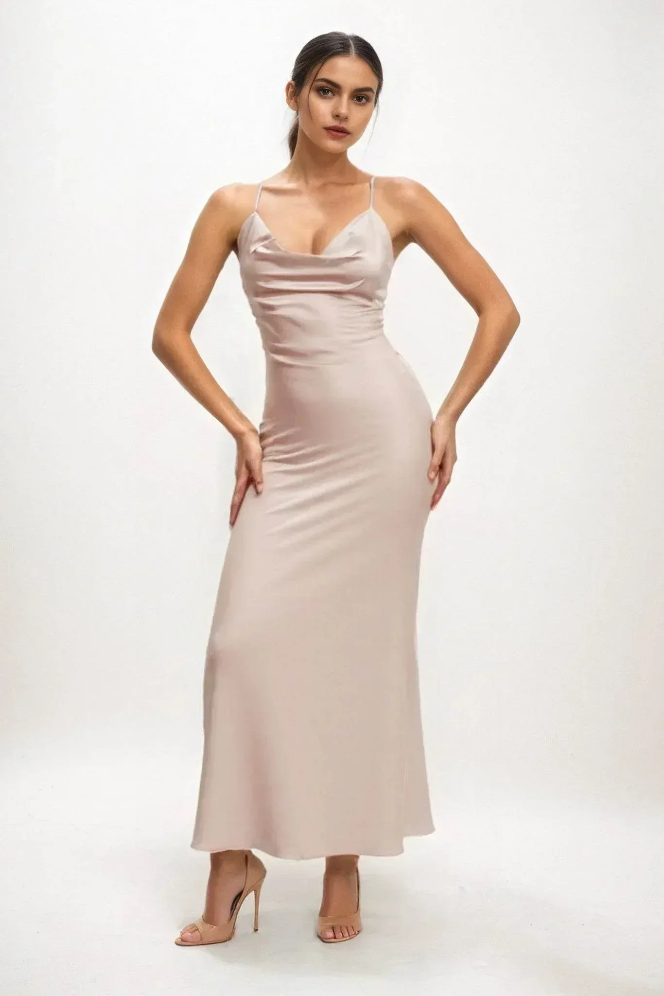 Sheath-Column Midi Luxe Satin Dress CB0831CS
