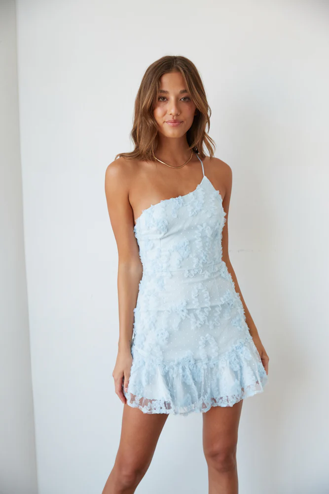 Livia One Shoulder Lace Mini Dress - luluinthesky