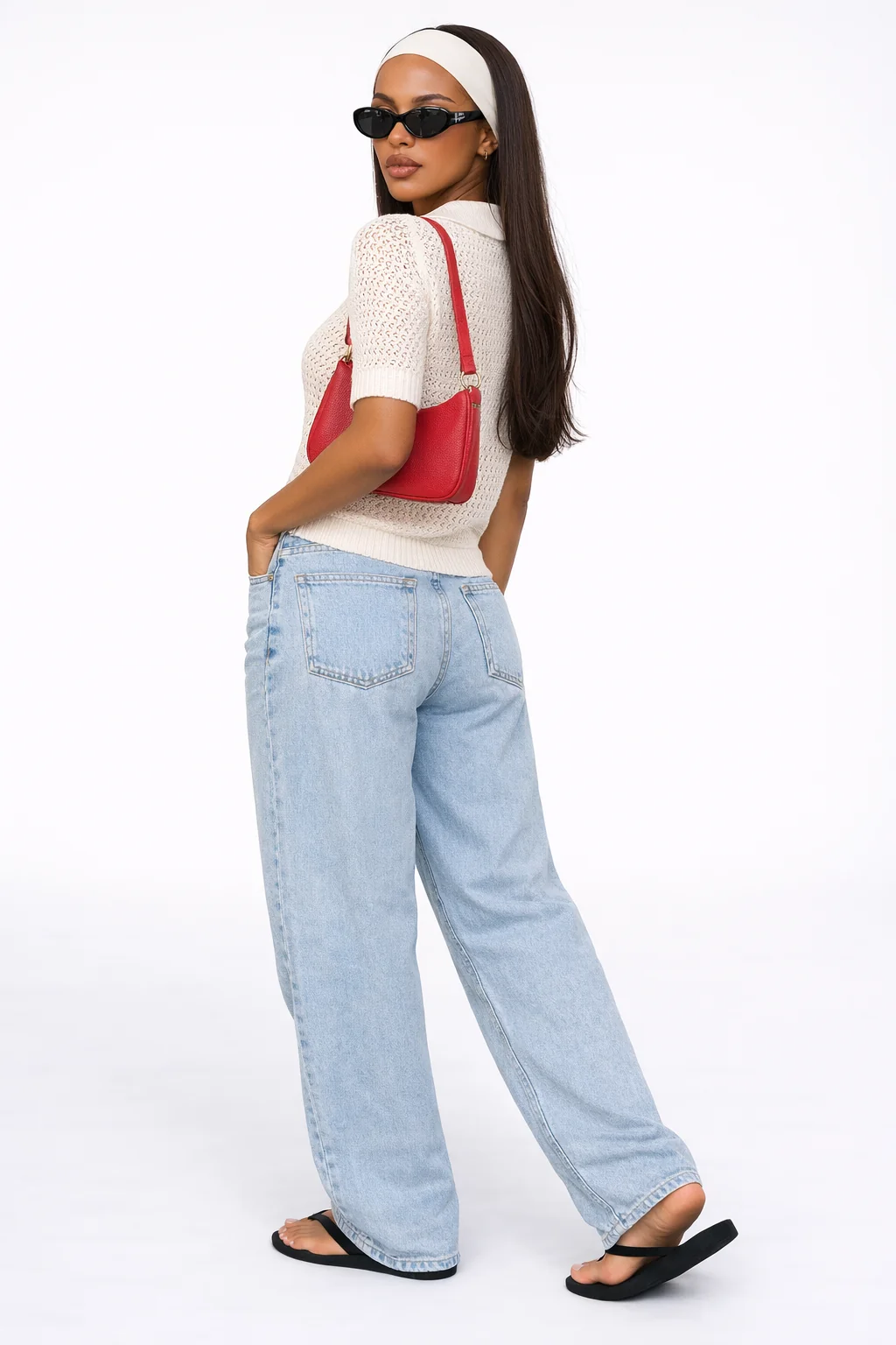 Short-Sleeve Crochet Collared Sweater Top