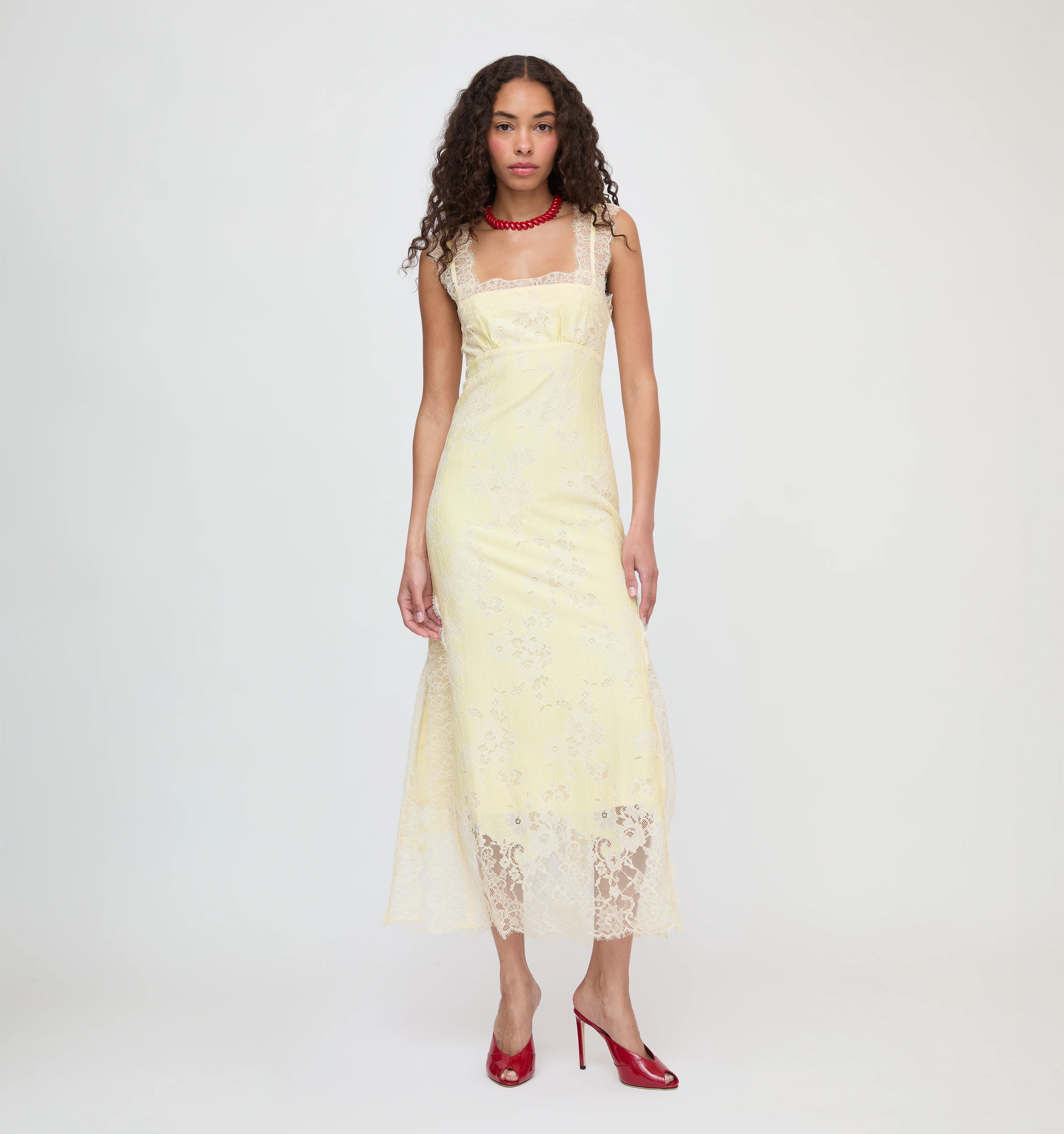The Alba Dress - Yellow Trailing Lace