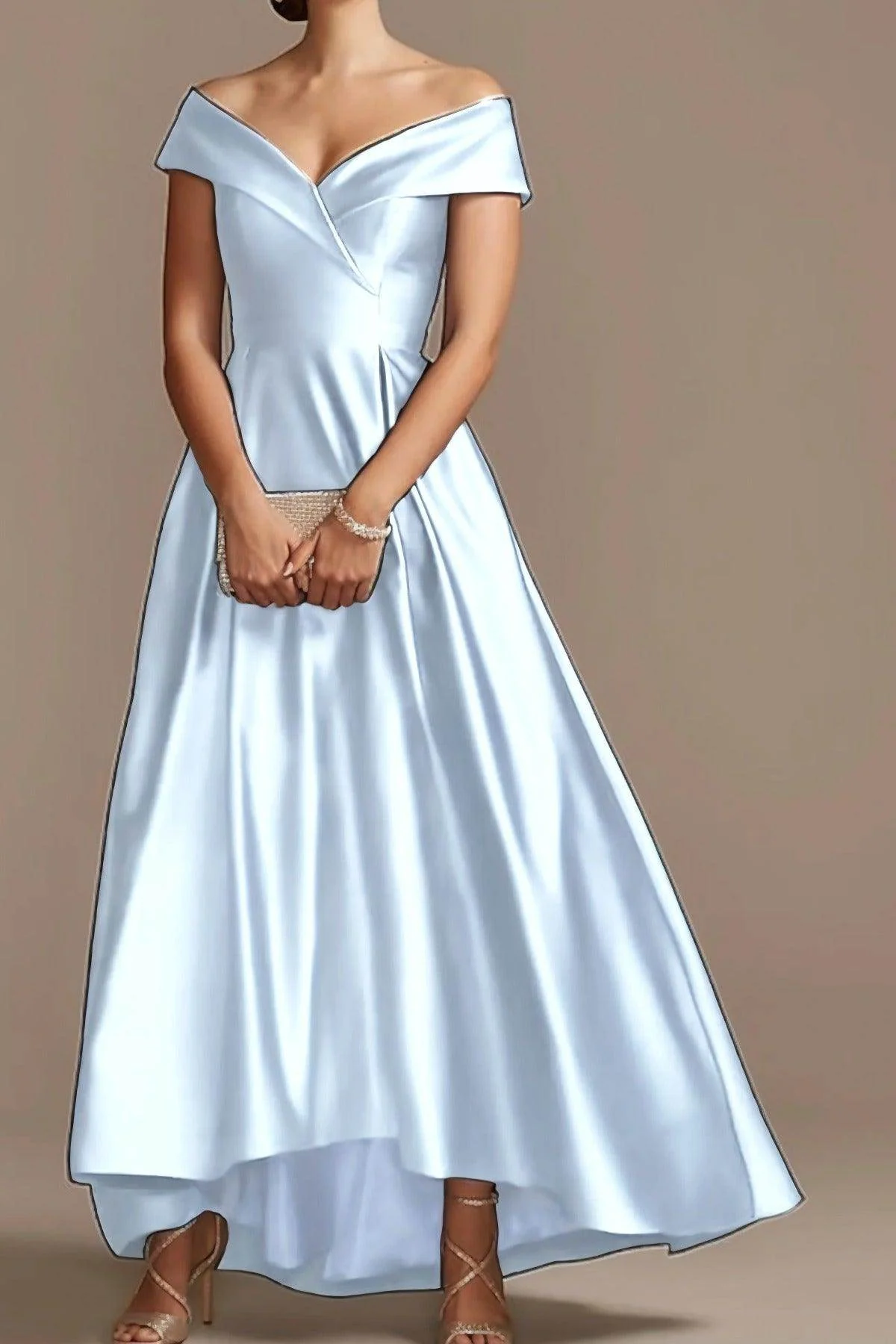 High Low Ankle Length Satin Mother Dress CM0078
