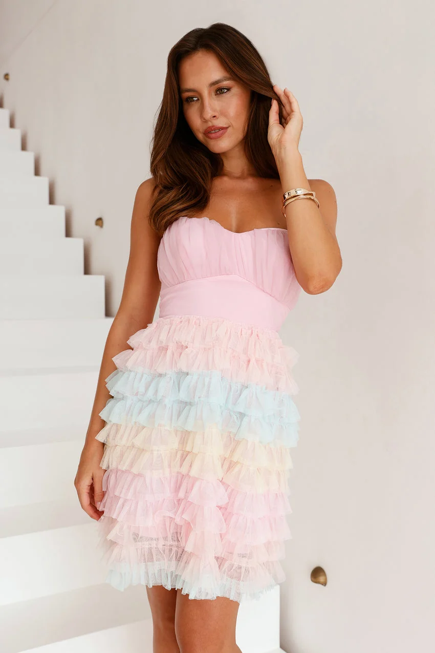 Rainbow Dreams Tulle Mini Dress Pink - luluinthesky