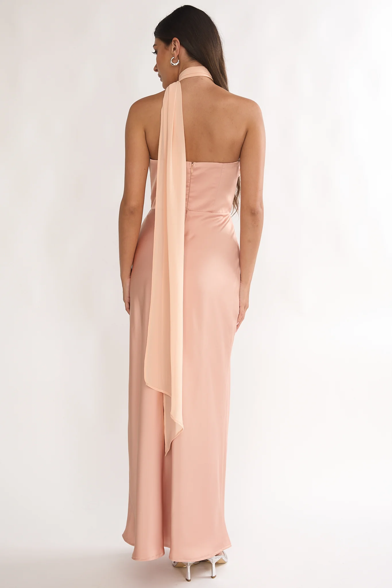 Merisalyn Strapless Scarf Maxi Dress Apricot