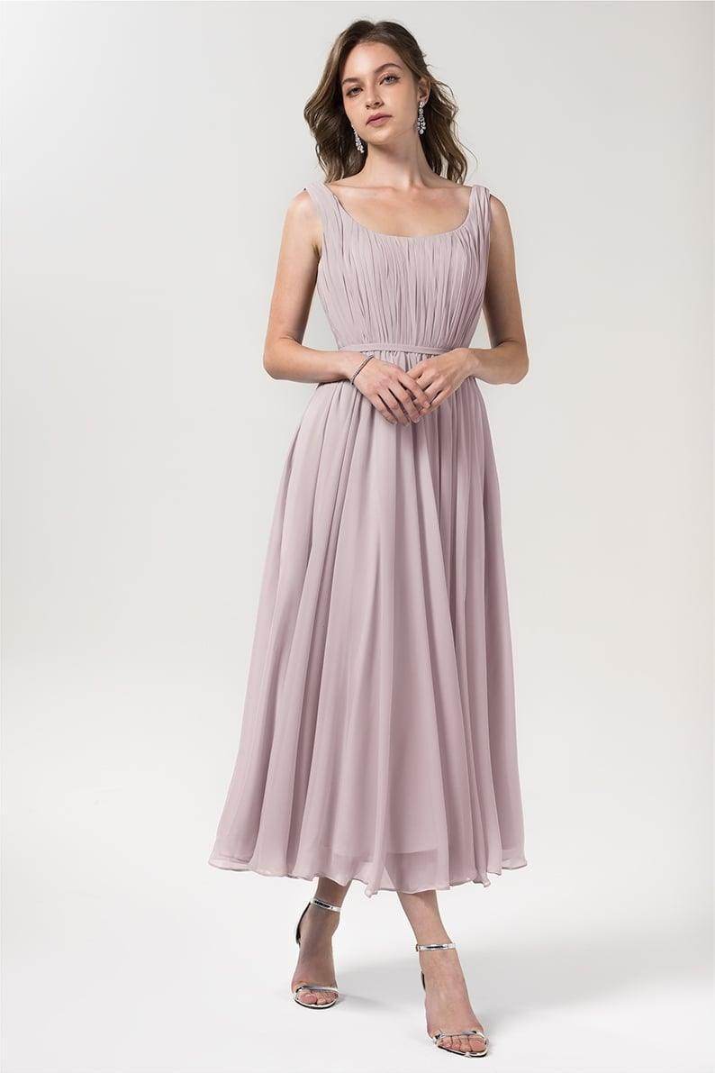 A-Line Tea Length Chiffon Bridesmaid Dress CB0555