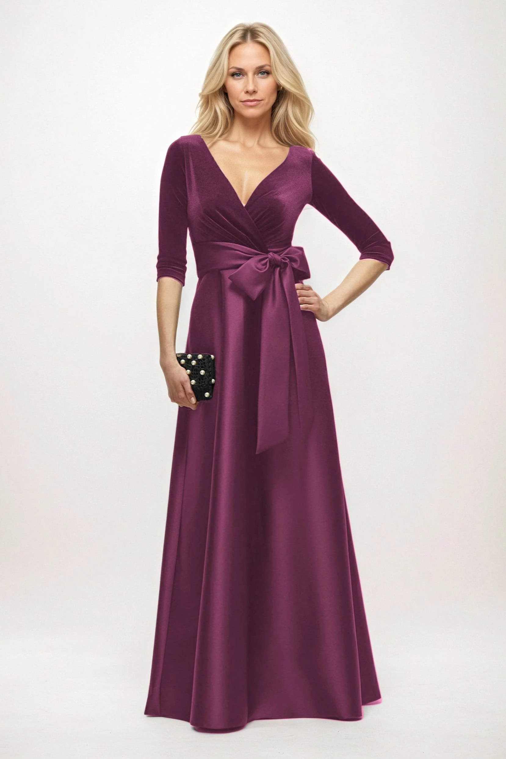 A-Line Maxi Velvet Satin Mother of the Bride Dresses CM0409