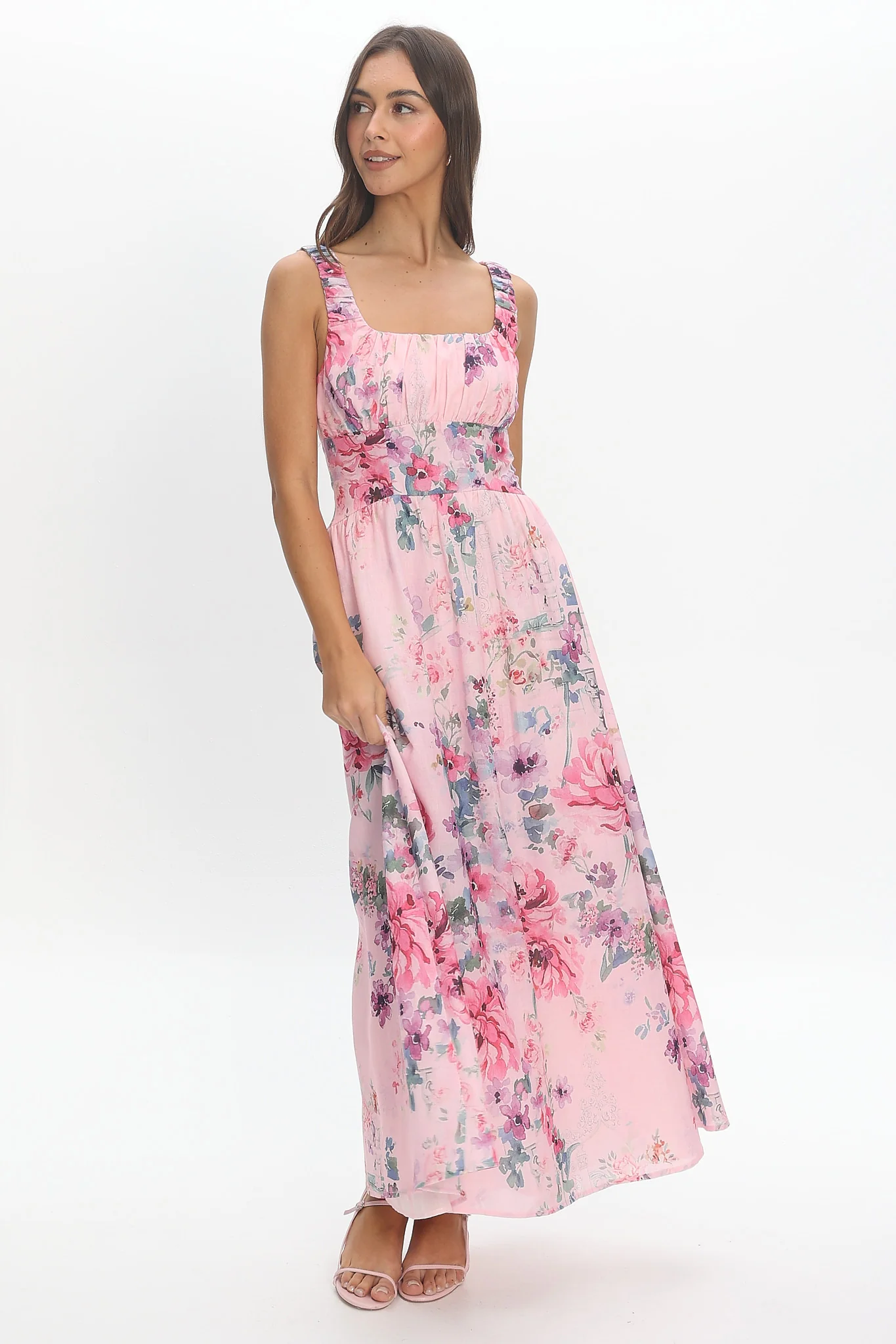 Harmonious Floral Maxi Dress Lilac