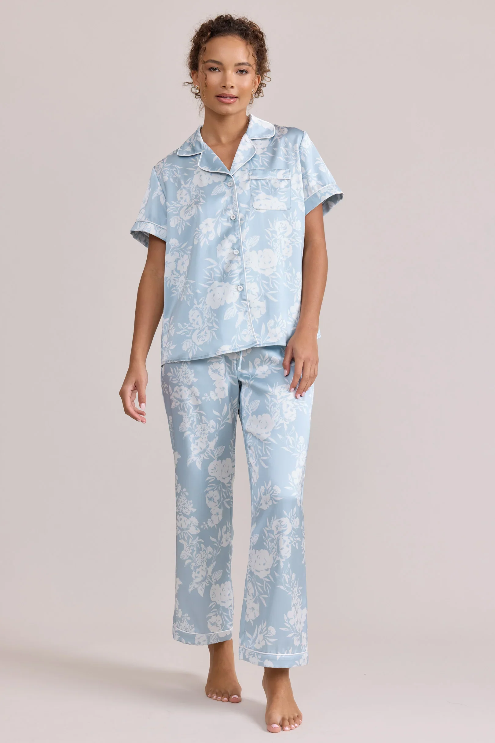 Daybreak Satin Floral Print Sleep Pants | Made To Order