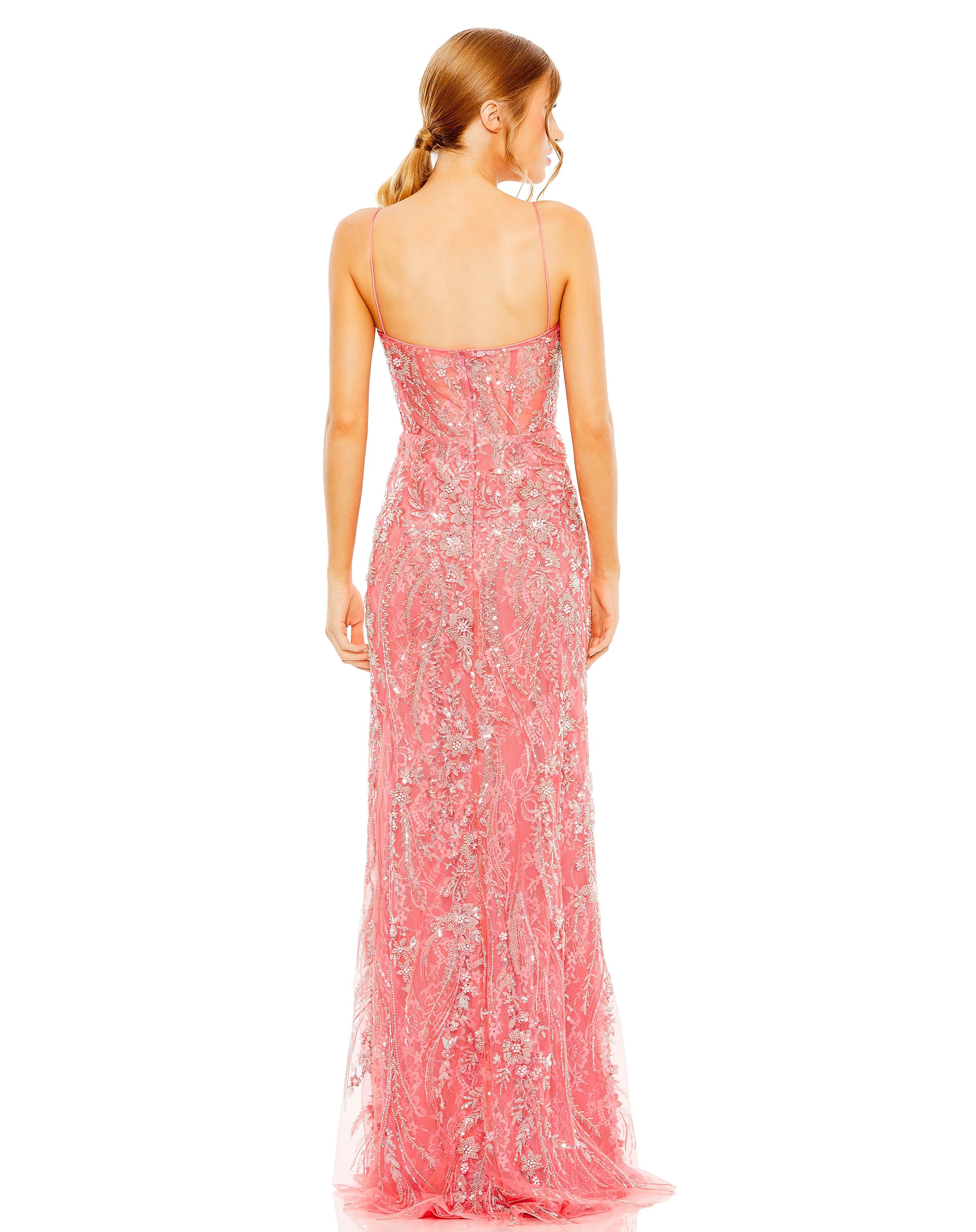 Mac Duggal 68511 Long Beaded Floral Prom Dress