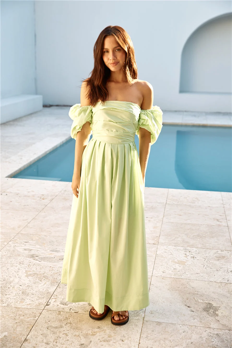 Bella Off-Shoulder Maxi Dress Green