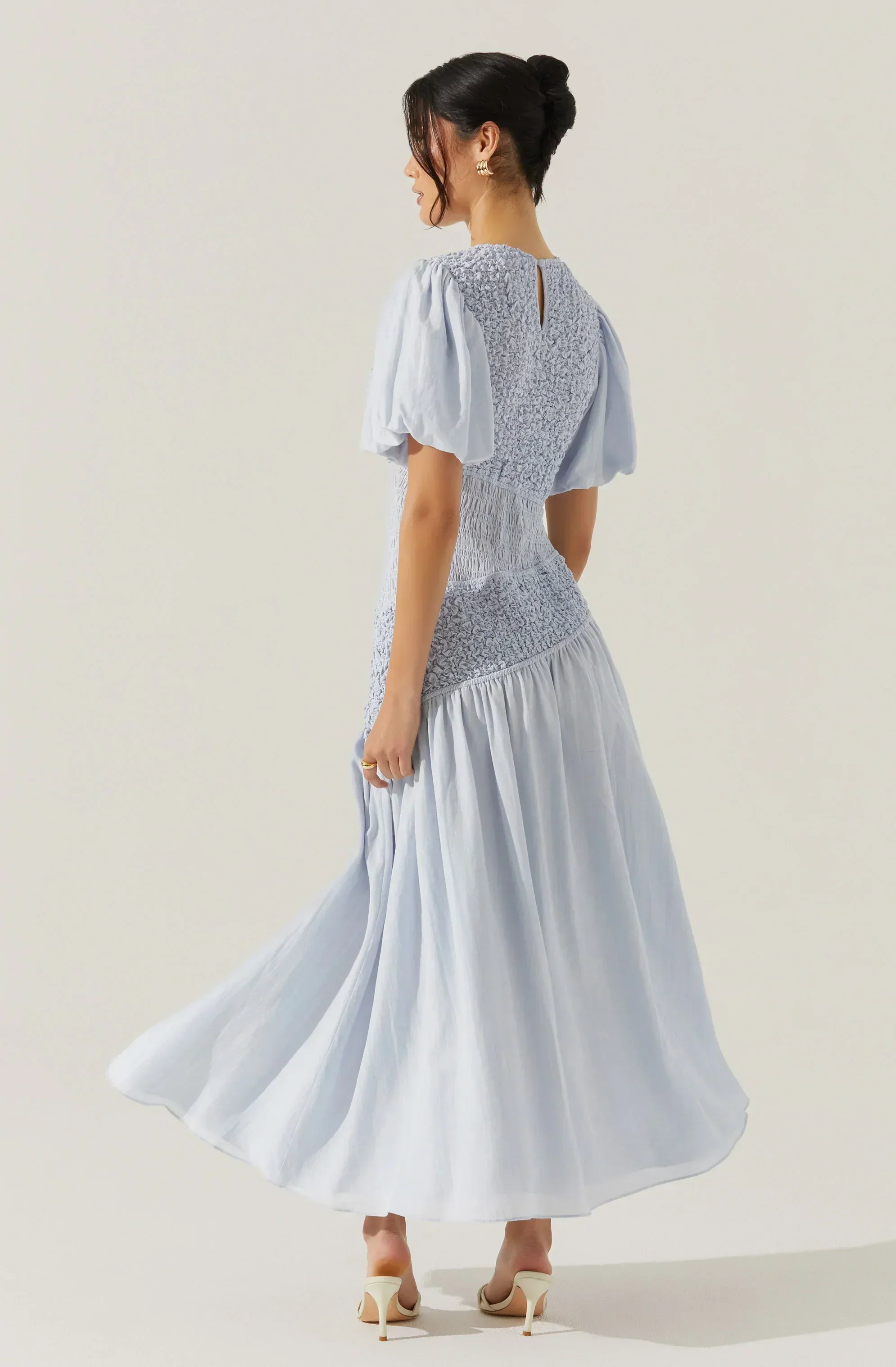 Theoni Smocked Asymmetric Dress