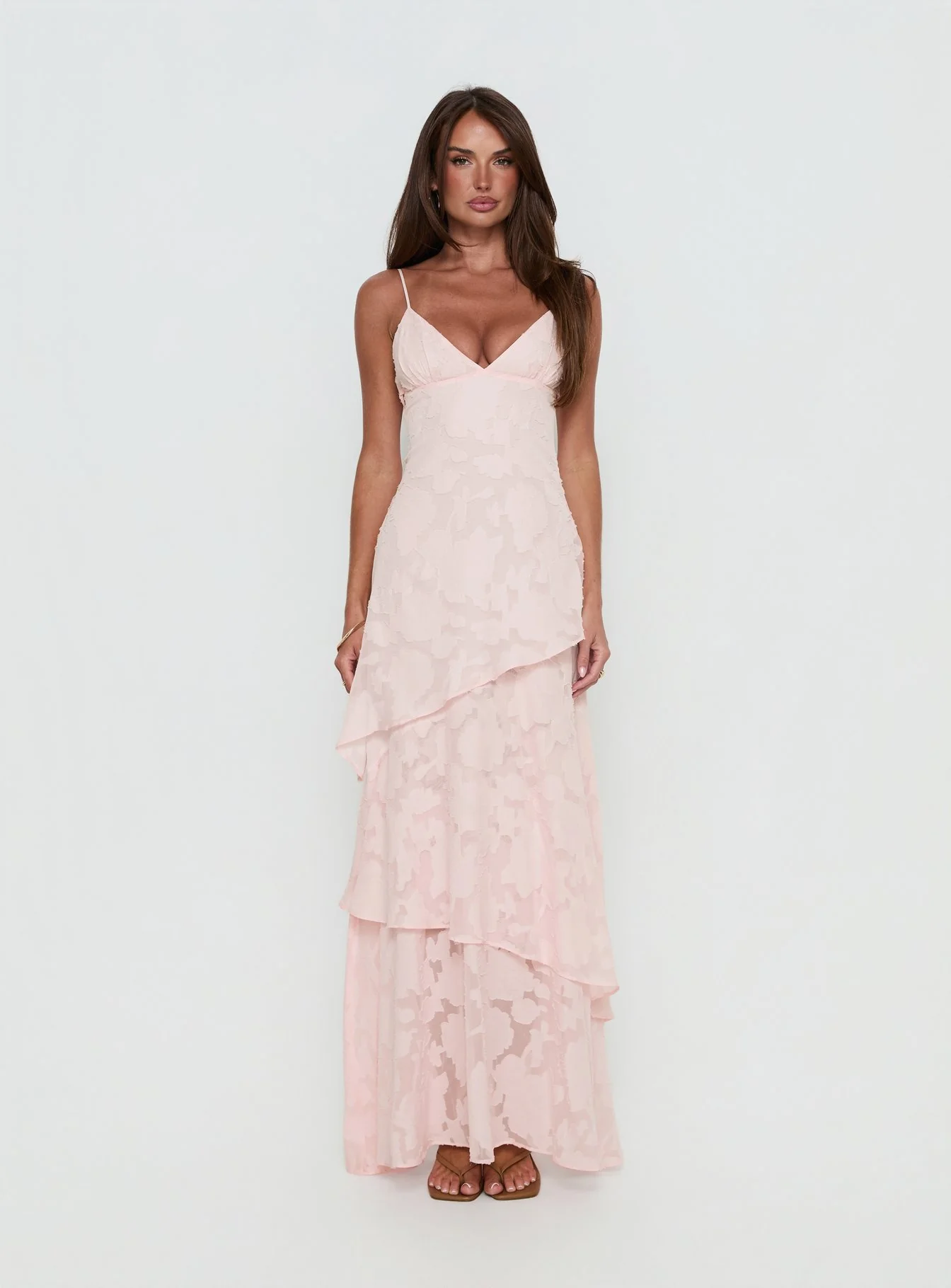 Lyricah Tiered Tie Back Maxi Dress Pink - luluinthesky