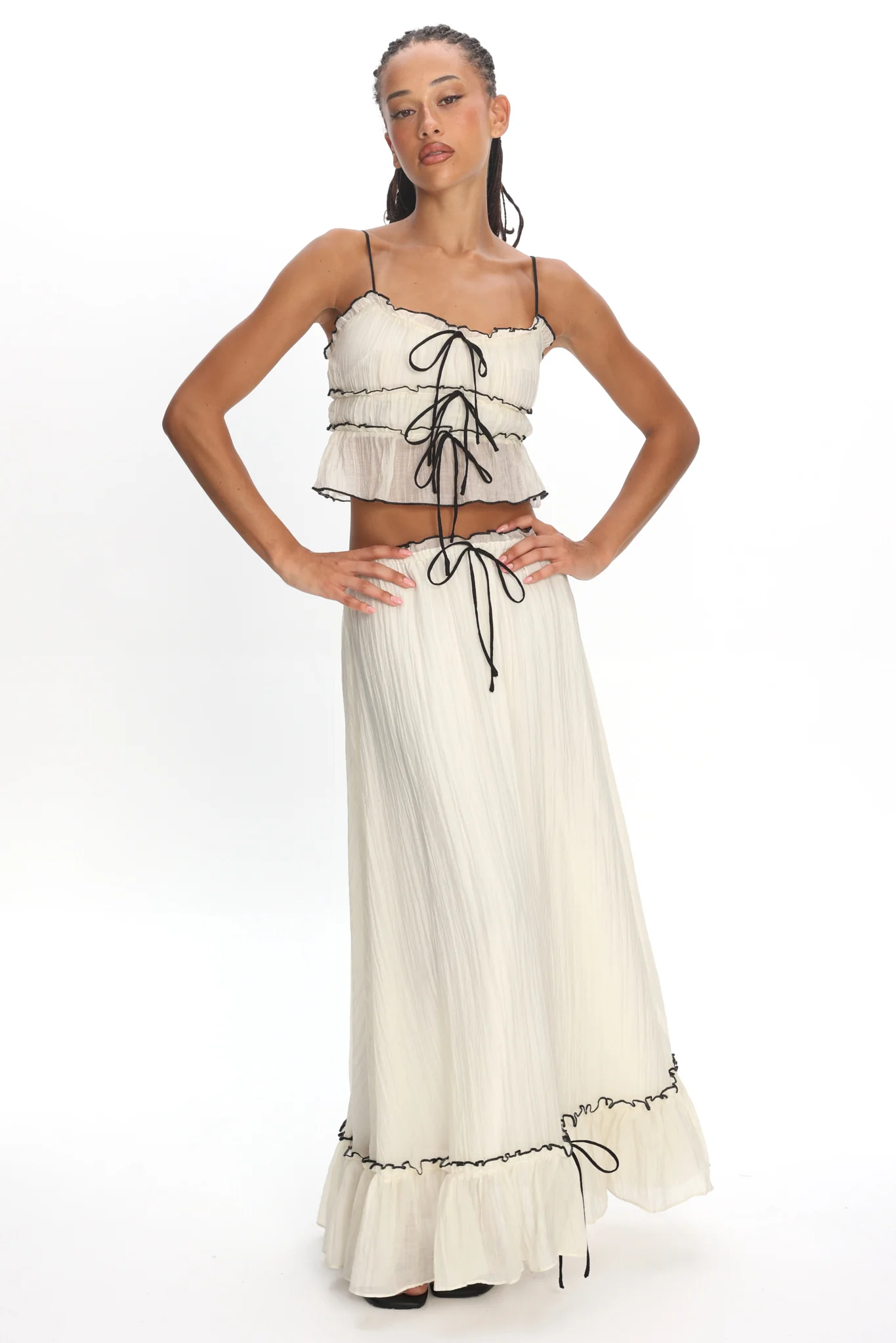 Maidens Tie Detail Overlock Top Cream