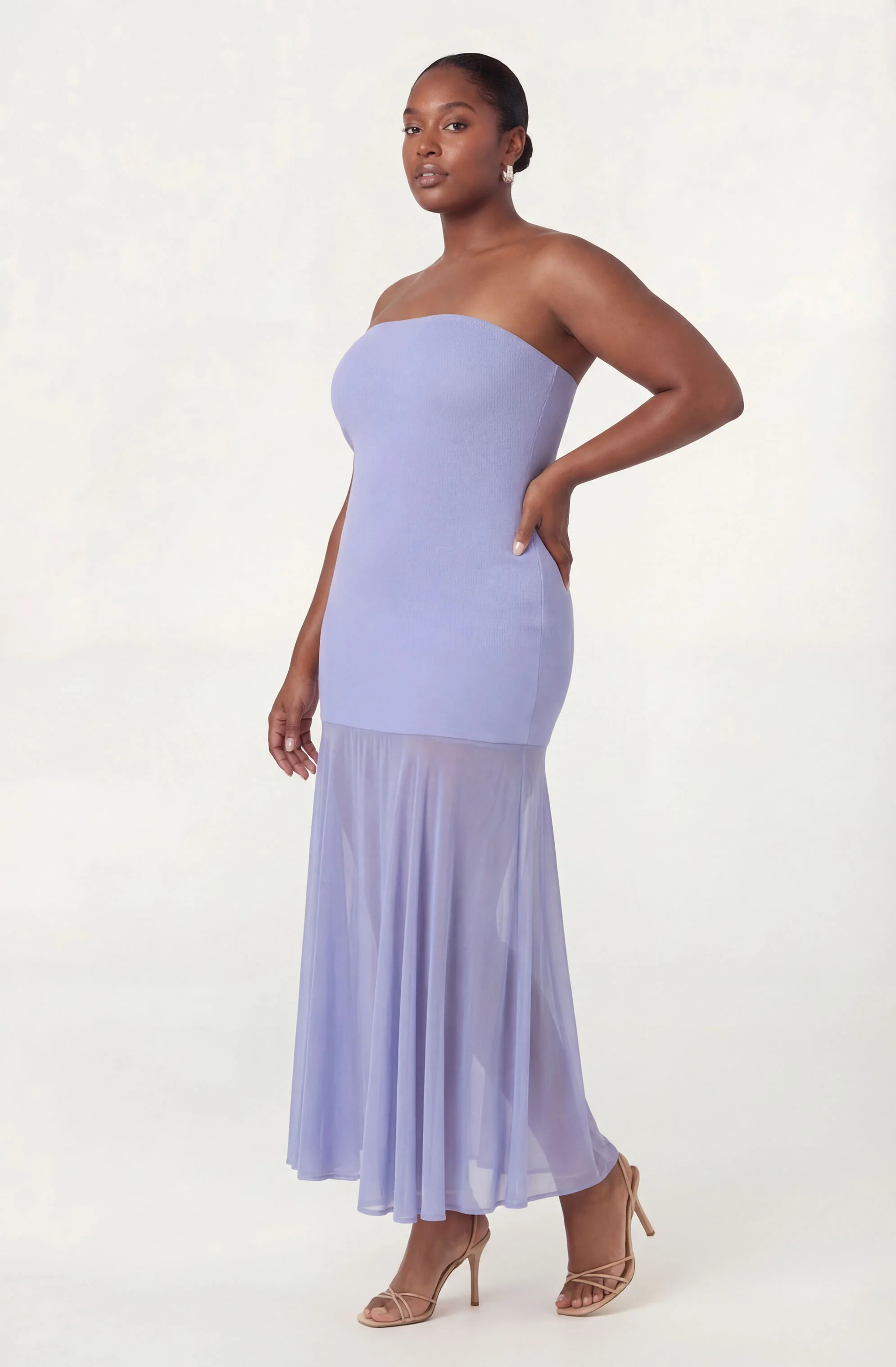 Lizet Strapless Mini Dress With Sheer Maxi Overlay