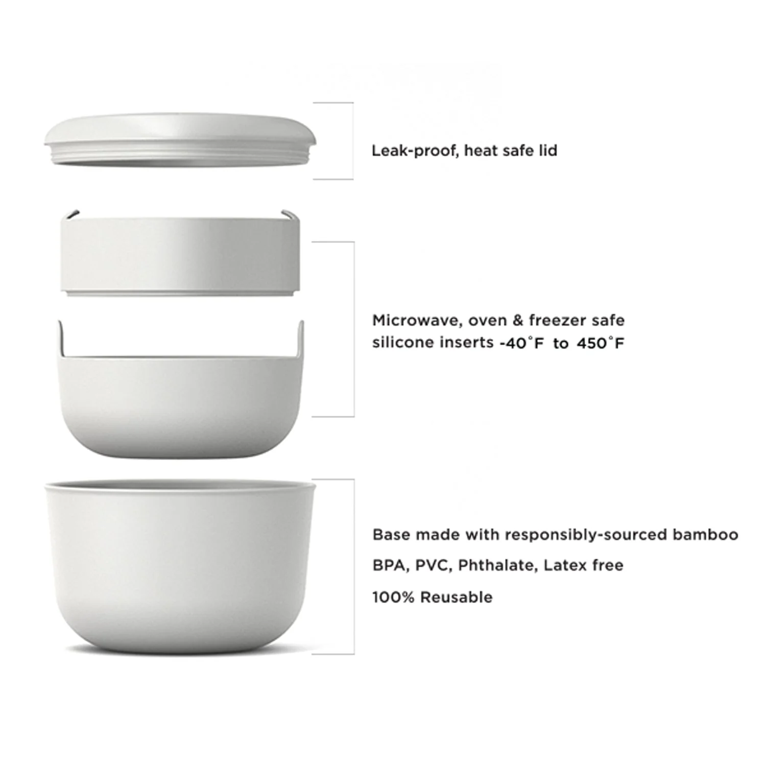 Vogeelle Lunch Set with heat-safe inserts - Smoke
