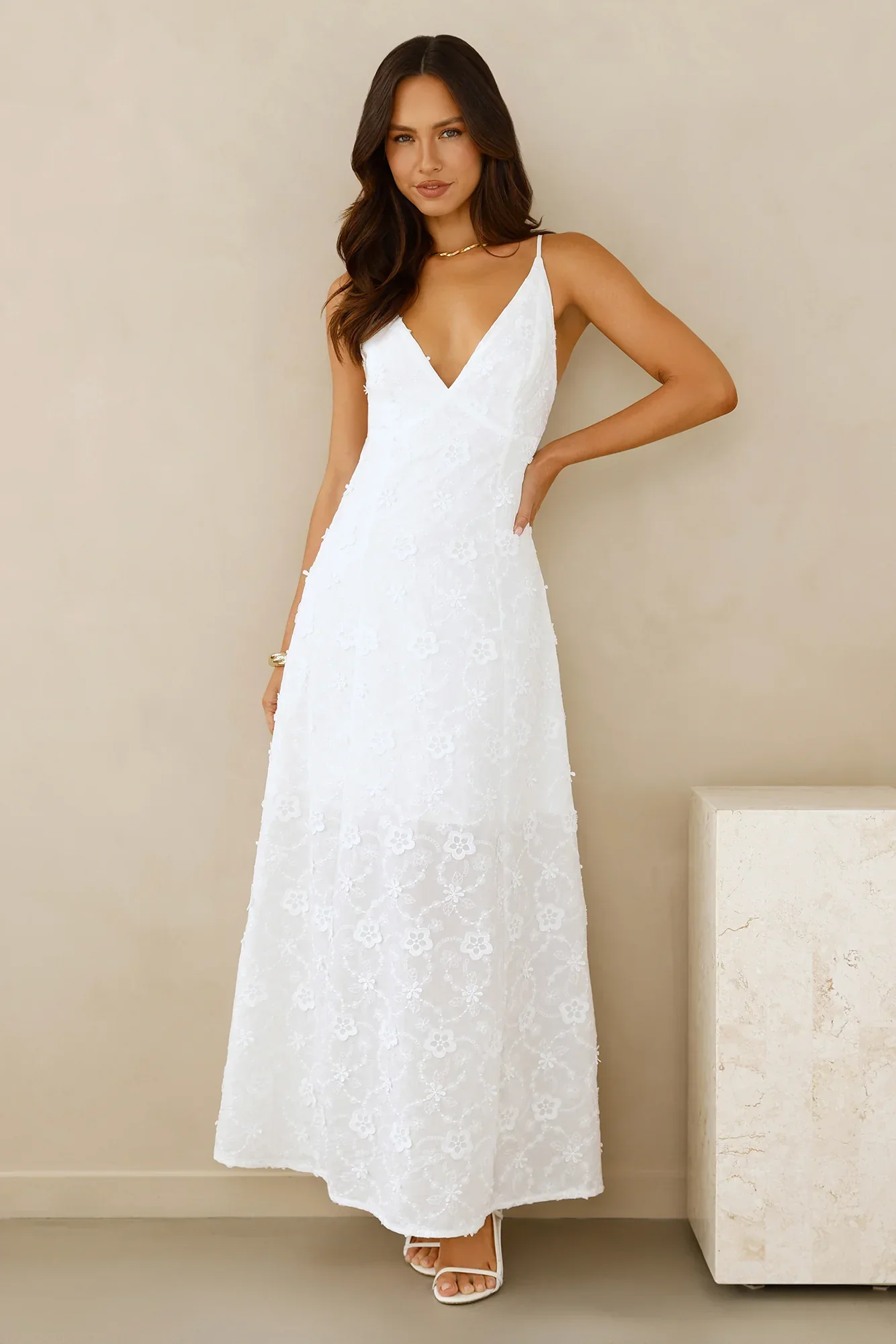 Soft Moonbeam Maxi Dress White