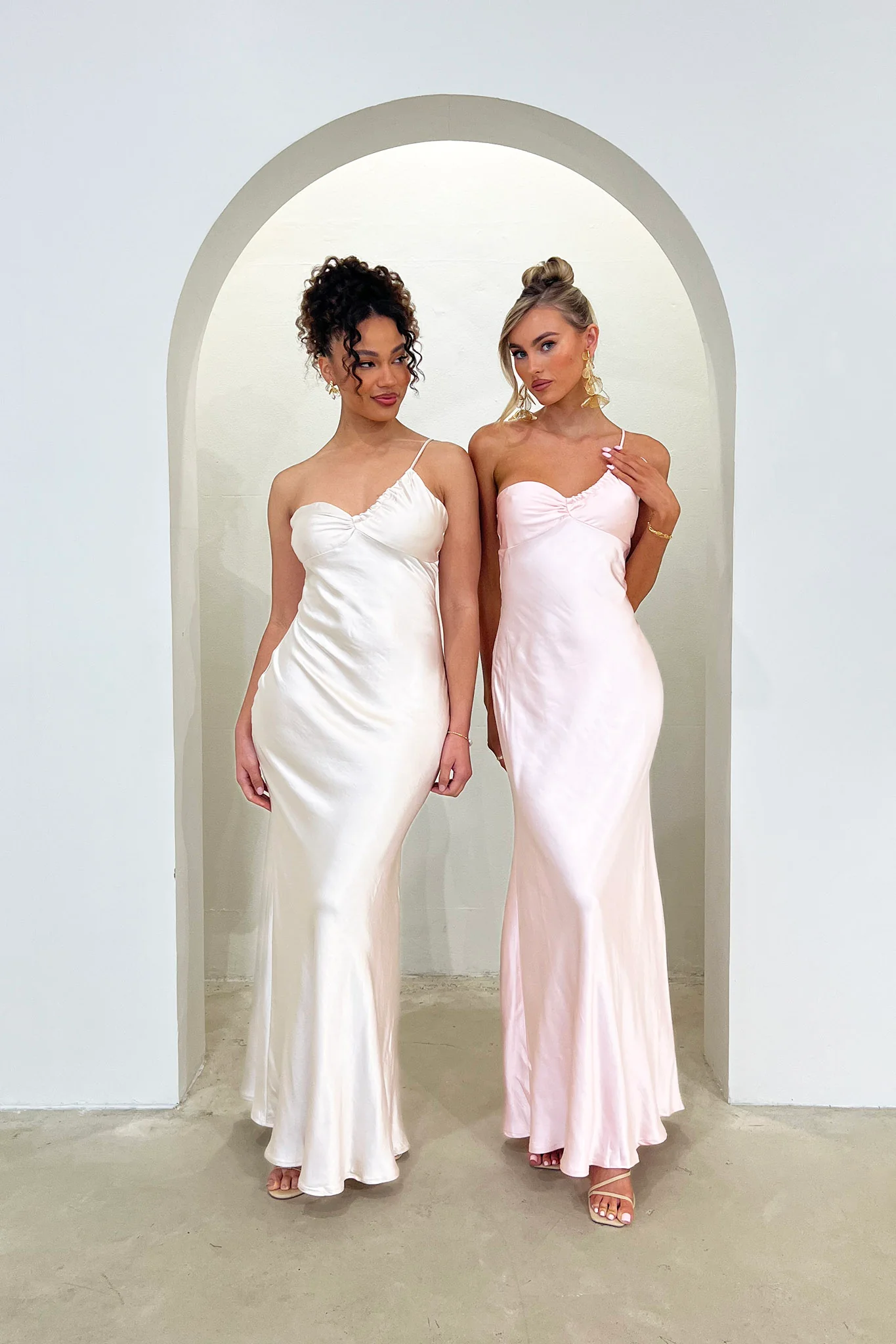 Twilight Tango One-Shoulder Maxi Dress Champagne
