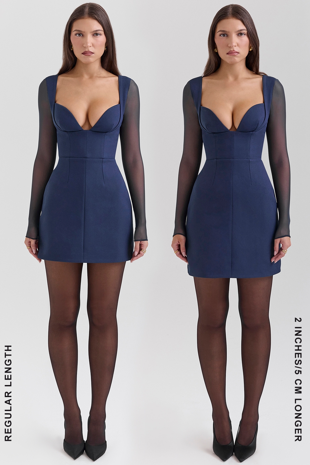 Midnight Stretch Crepe Plunge Mini Dress