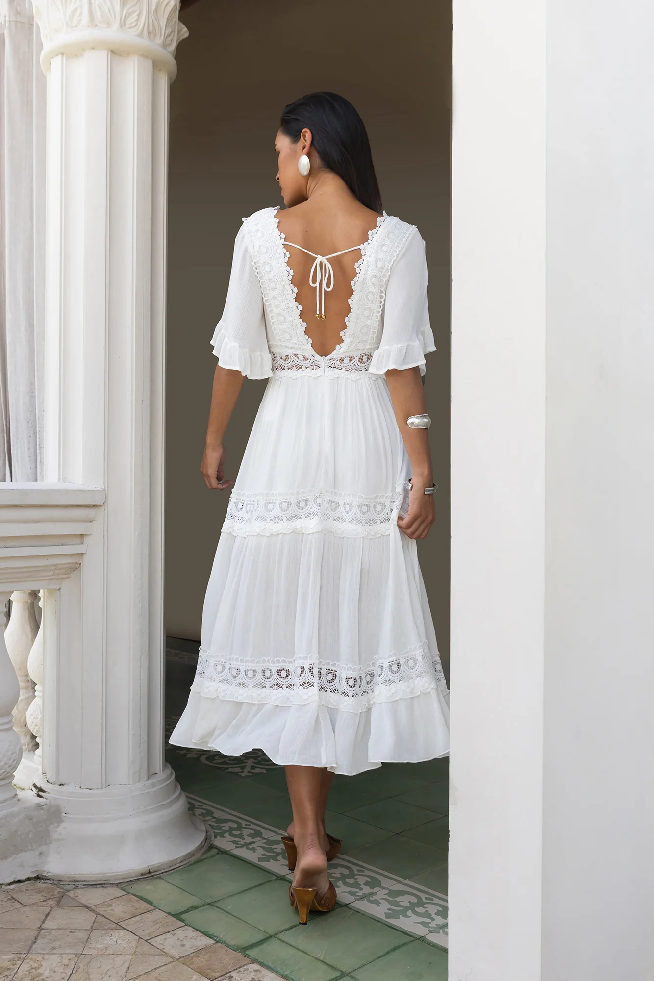 Cowboy Midi Dress White