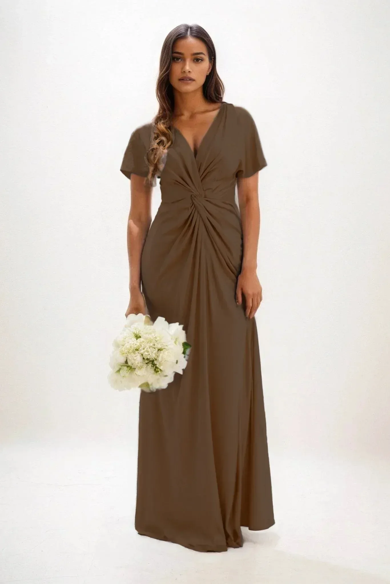 A-Line Maxi Luxe Satin Bridesmaid Dress CB0838