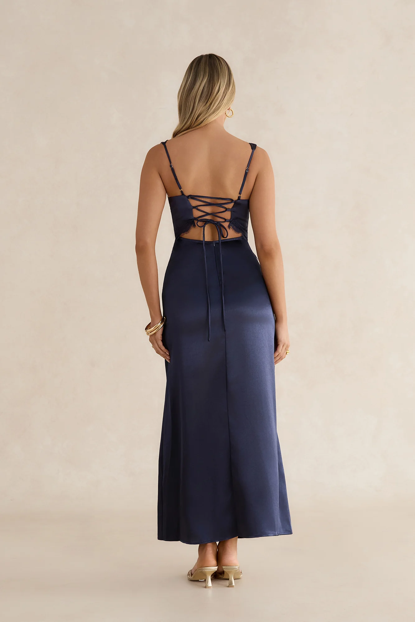 Romantic One Satin Maxi Dress Navy