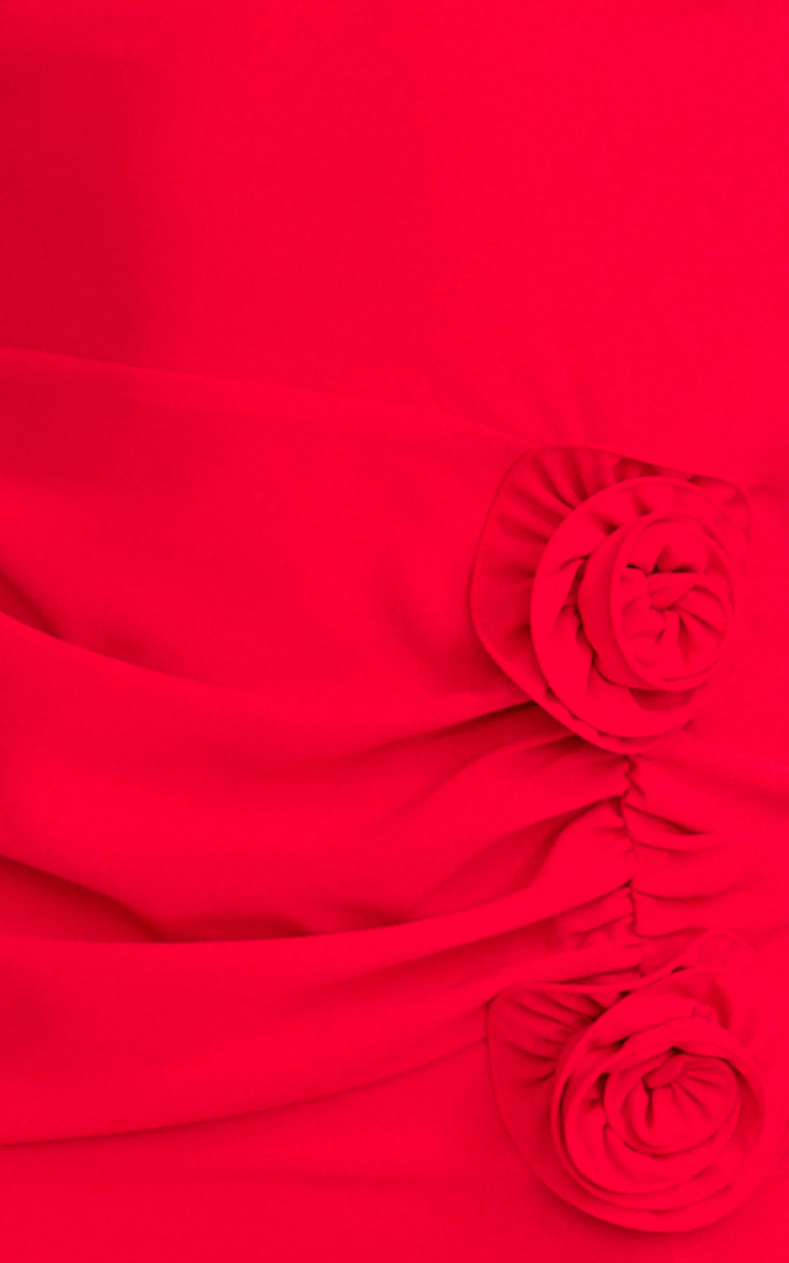 Vivienne Maxi Dress - Boat Neck Long Sleeve Rosette Detail Dress in Red