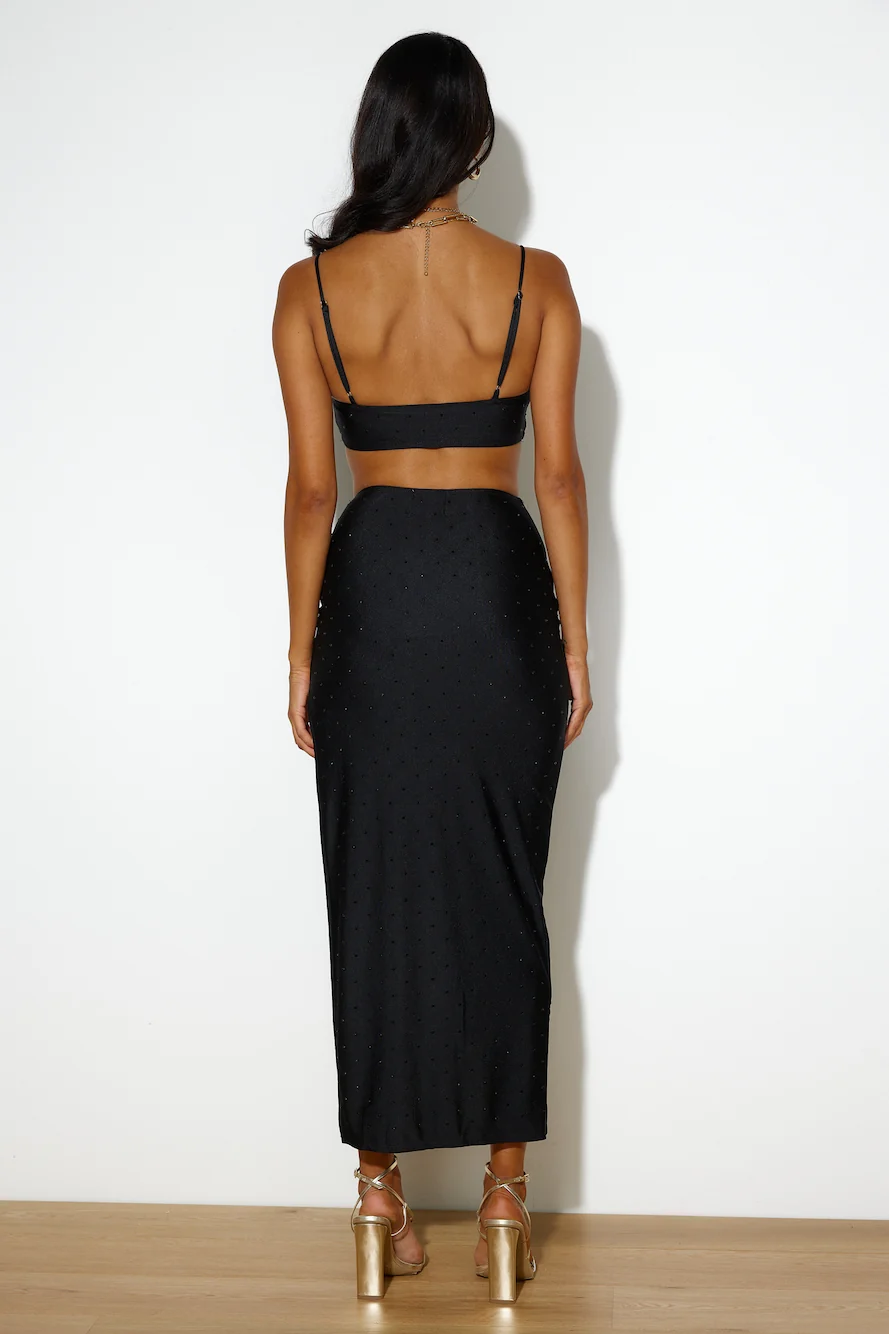 She's Got The Charm Midi Skirt Black