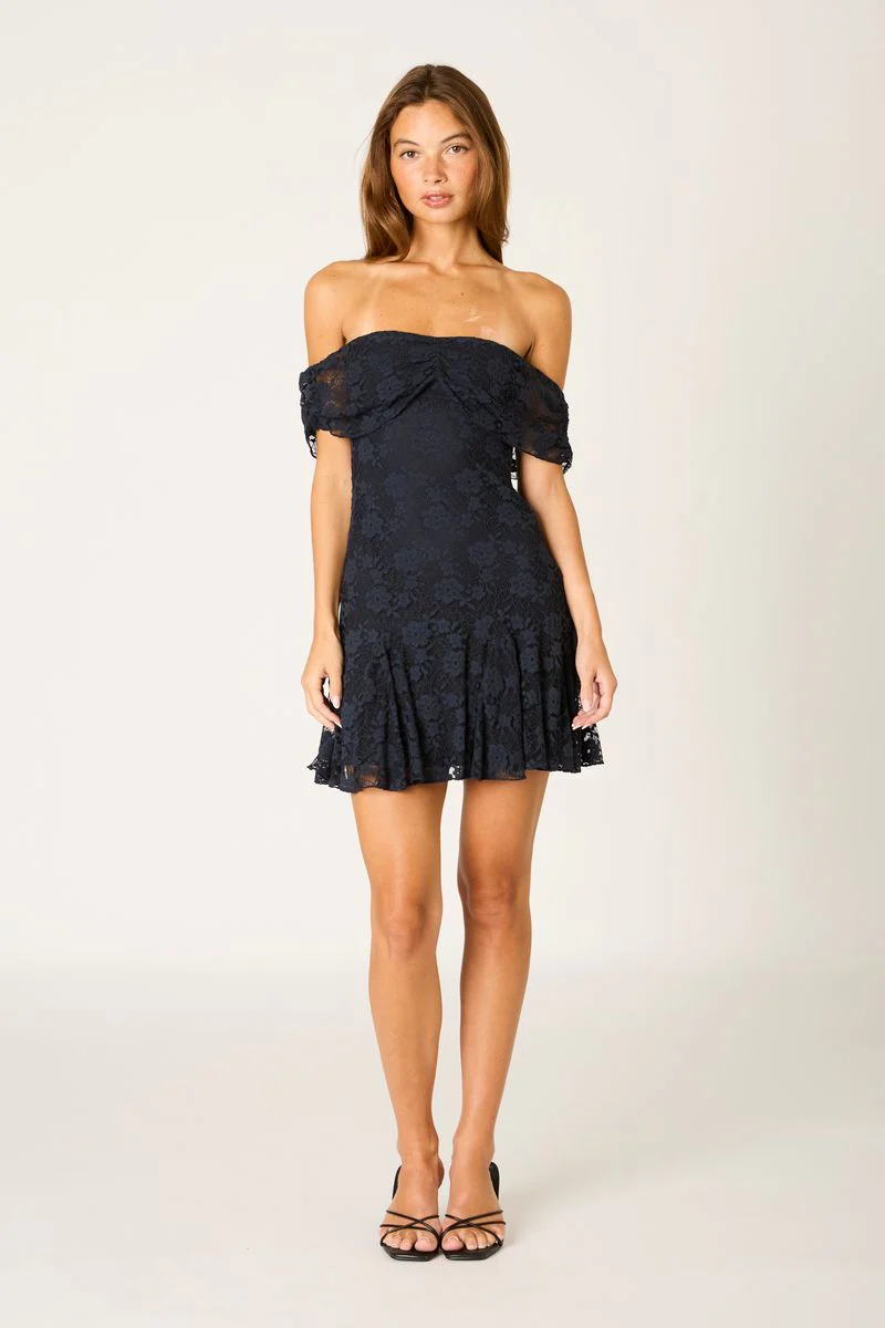 Off The Shoulder Lace Mini Dress