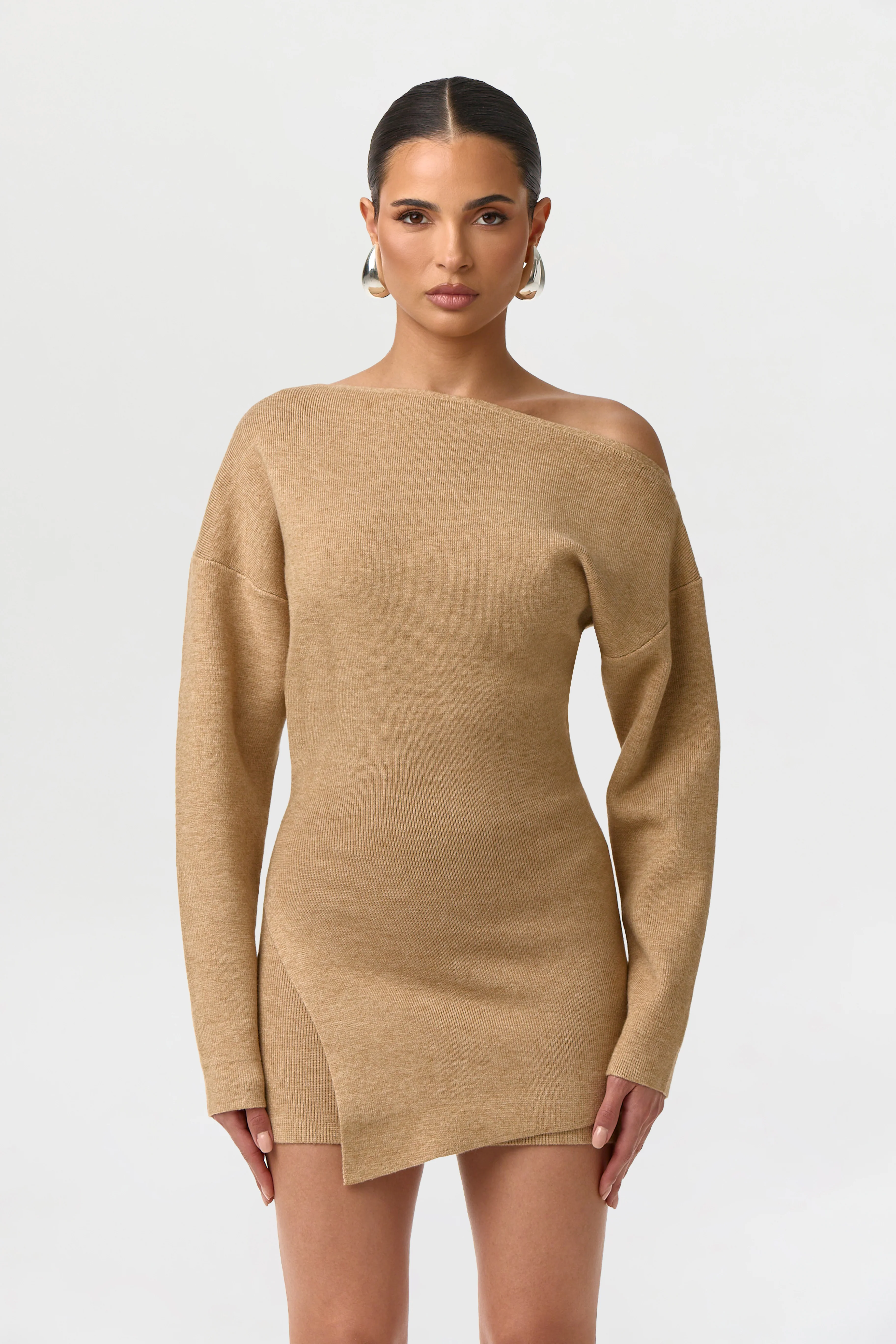 Knit Off-Shoulder Asymmetric Top