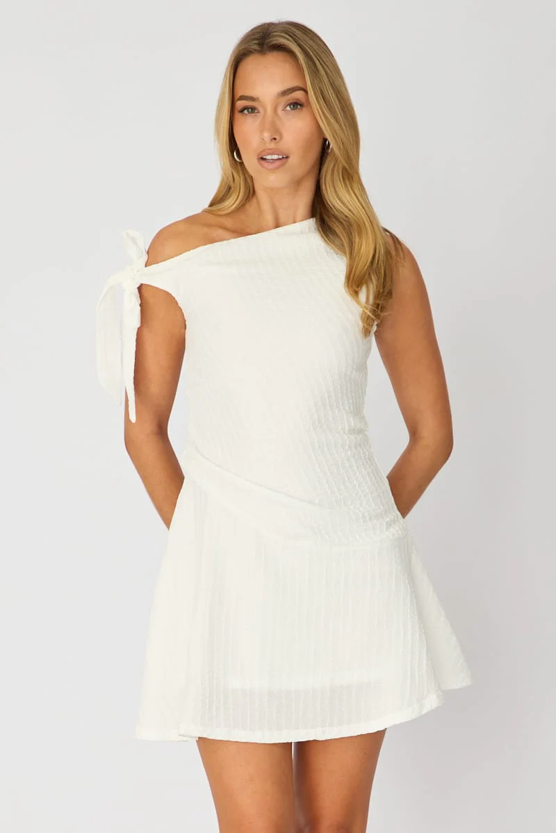White Off Shoulder Dress Mini