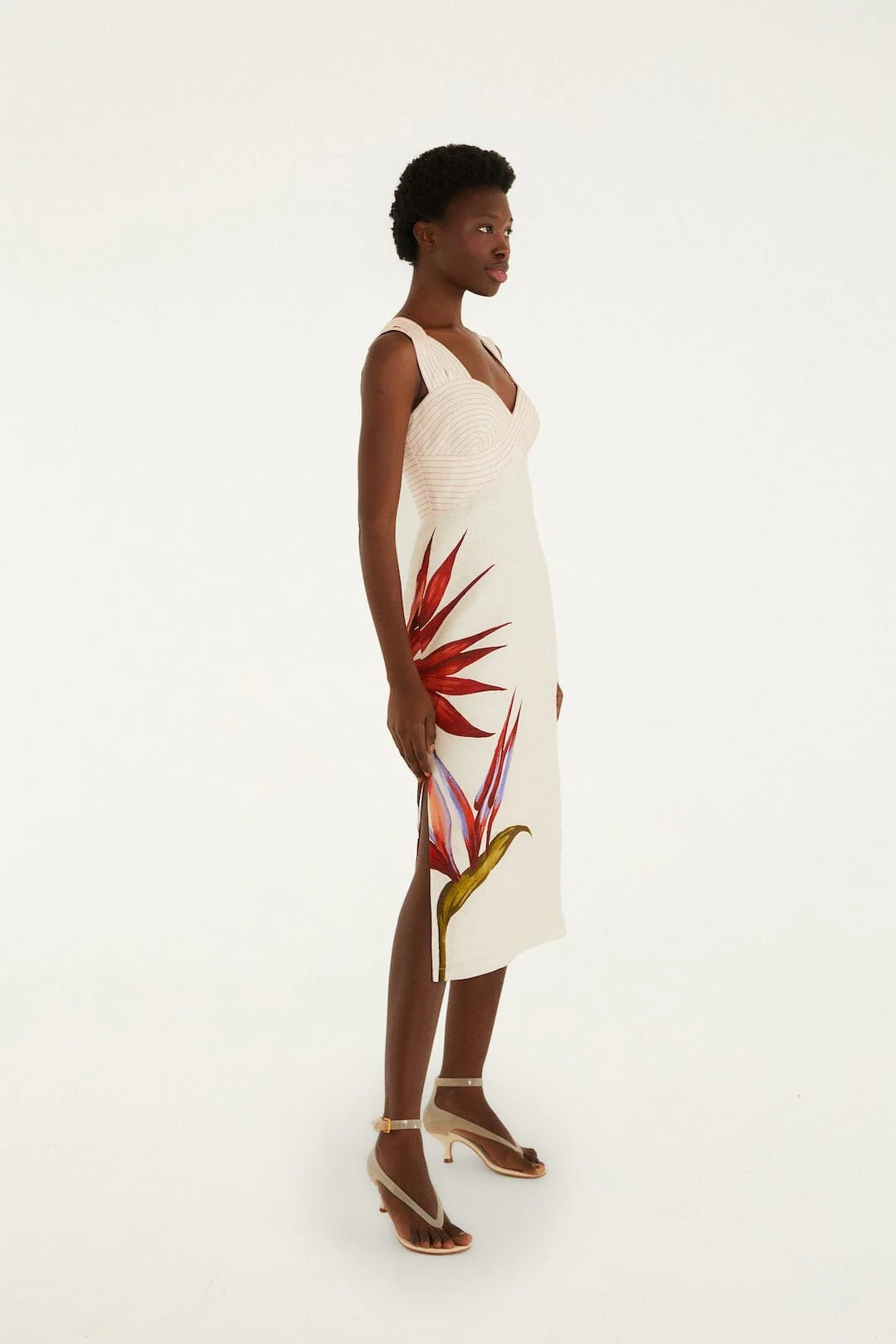 Sand Strelitzia Midi Dress