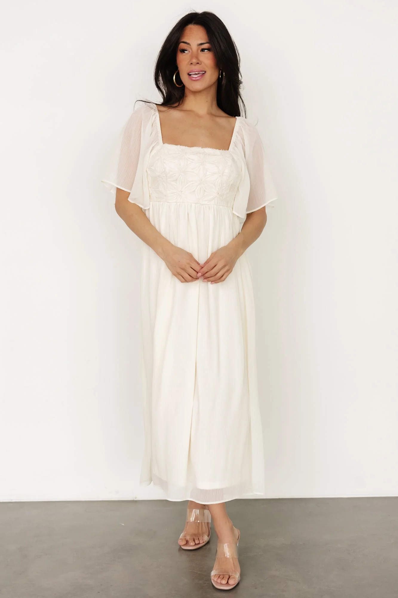Lilith Applique Midi Dress | Cream - luluinthesky