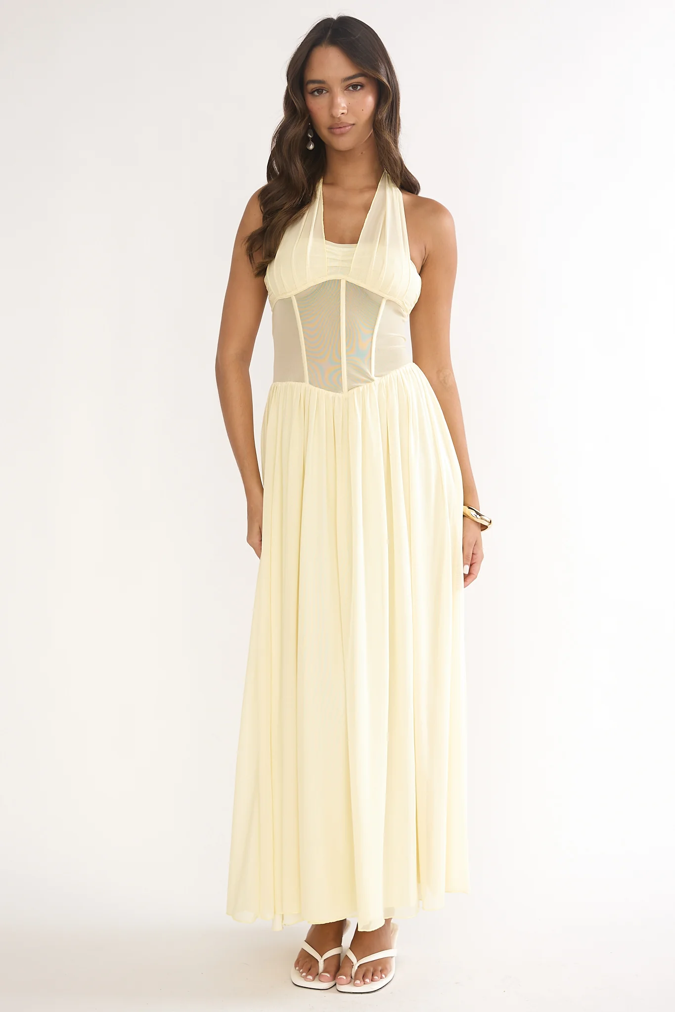 Jovella Halterneck Mesh Dress Butter