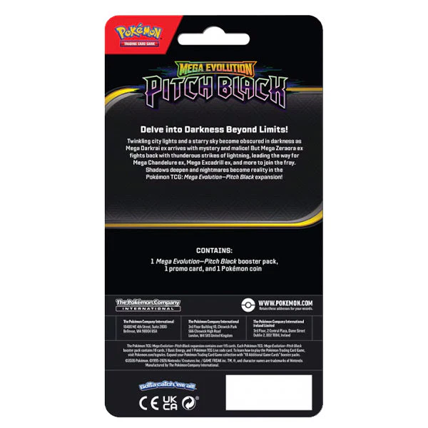 Pokémon TCG: ME05 Mega Evolution Pitch Black Checklane Blister Pack (Booster + Promo Card & Coin)