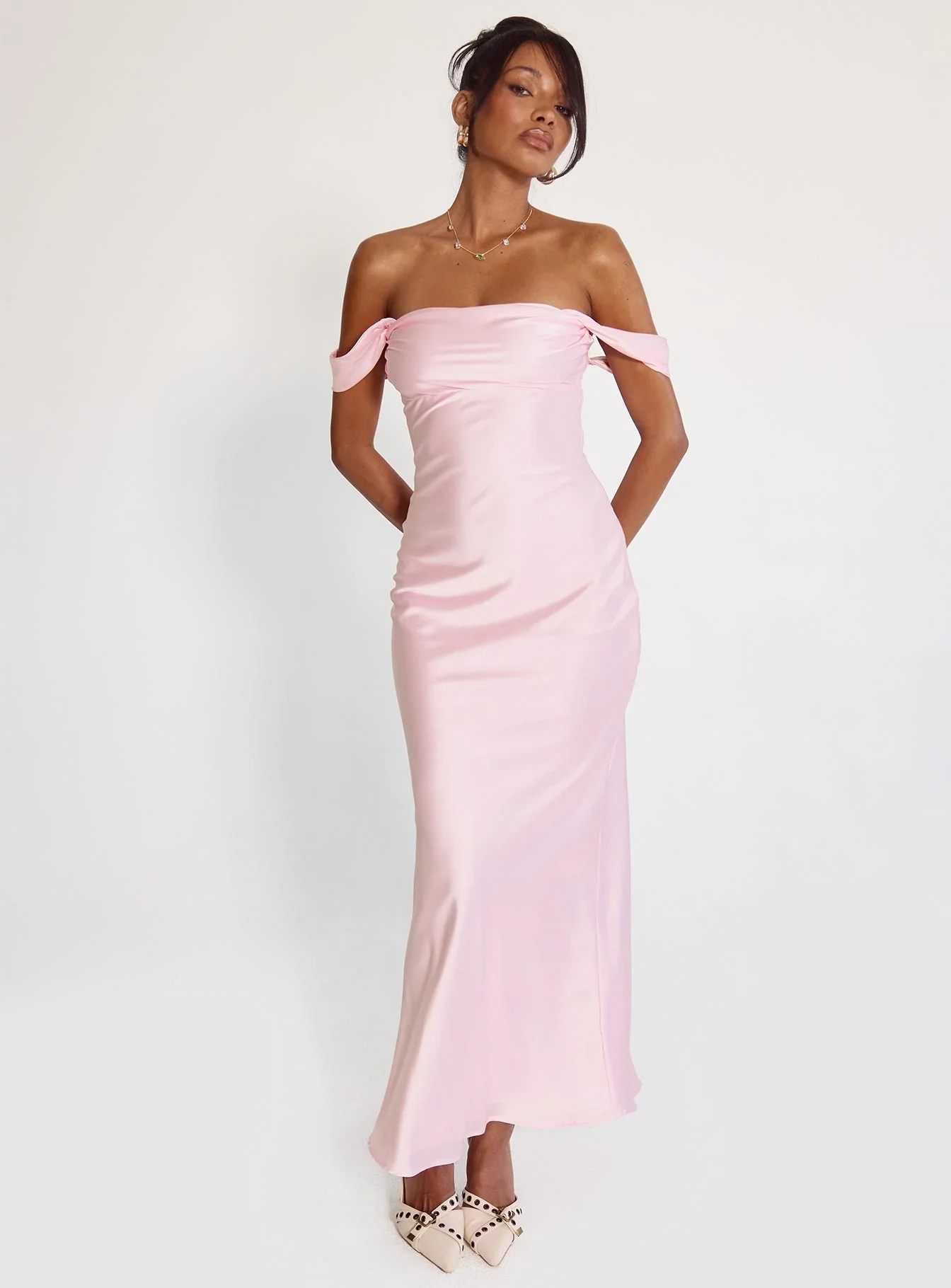 Azura Off The Shoulder Maxi Dress Pink