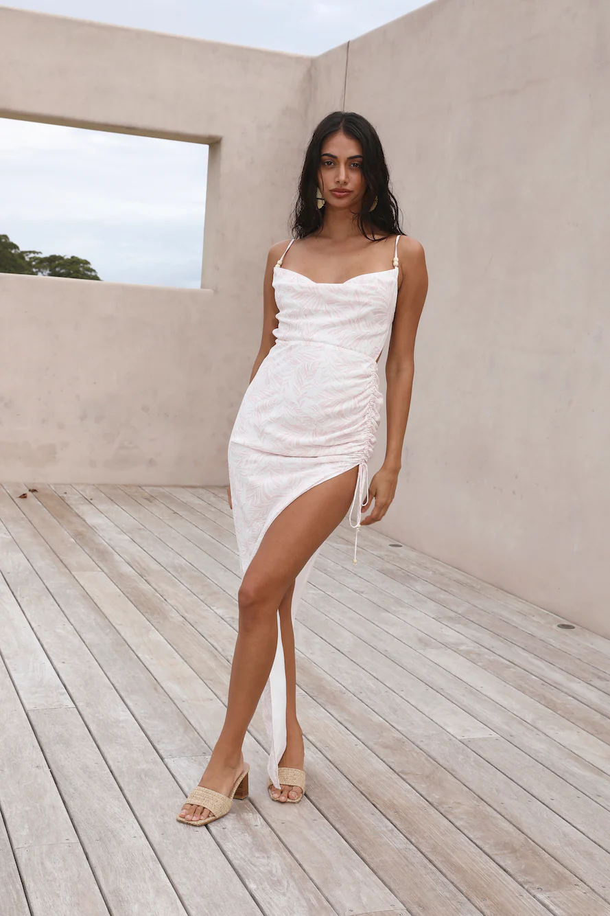 HELLO MOLLY White Sand Oasis Maxi Dress Pink