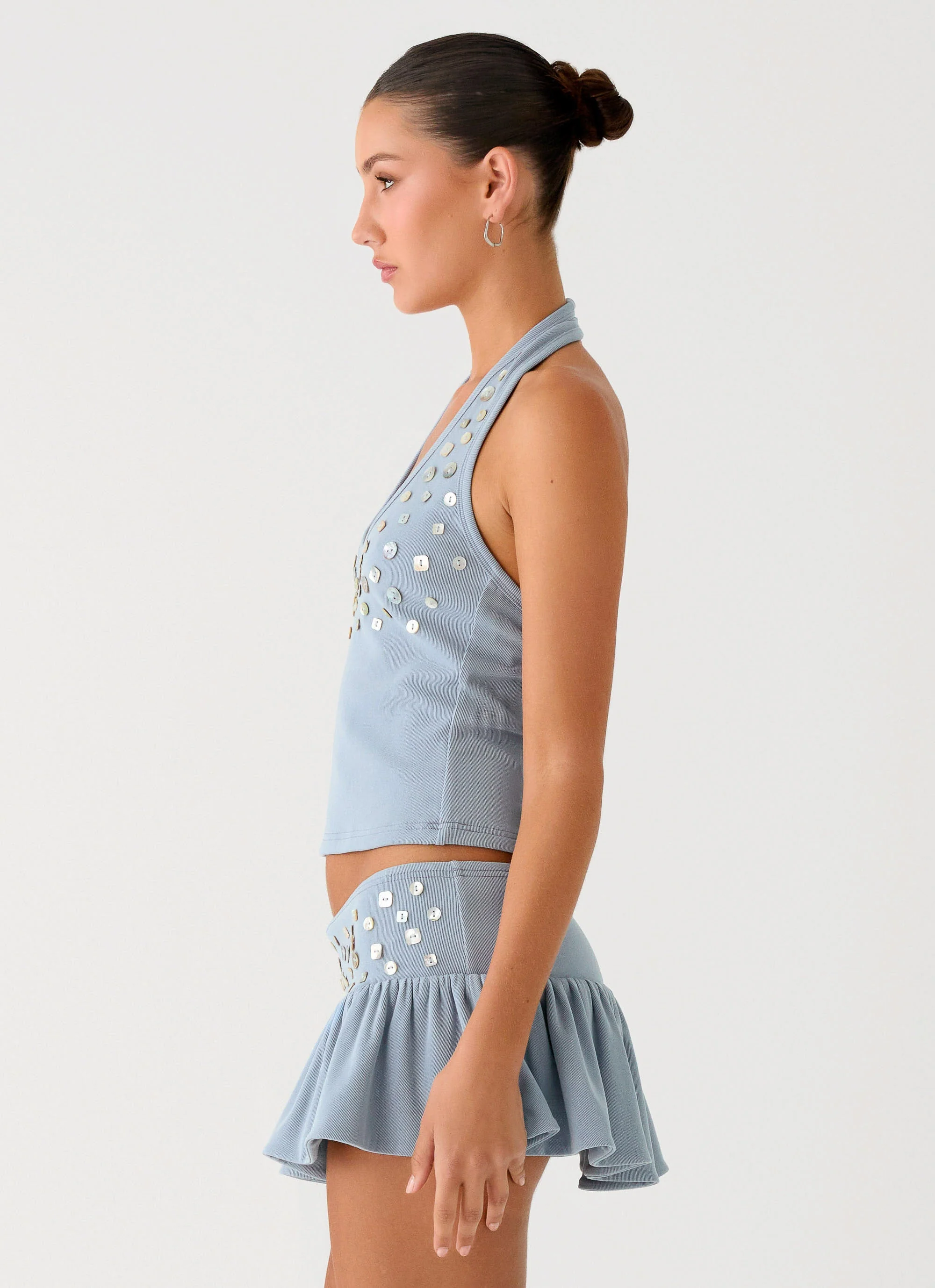 Vegas Nights Halter Neck Top - Blue - luluinthesky