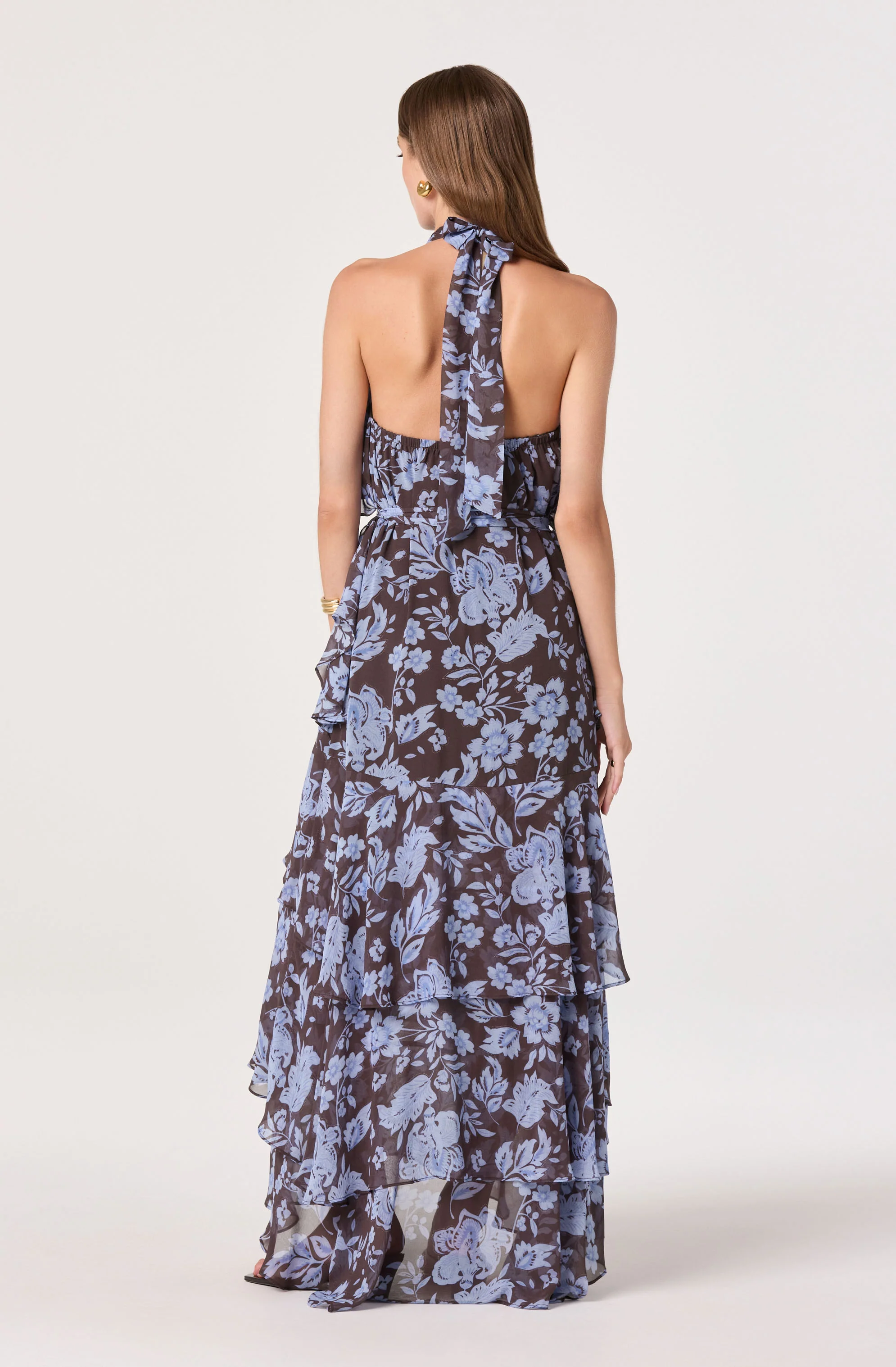 Lae High-Neck Ruffle Maxi Dress
