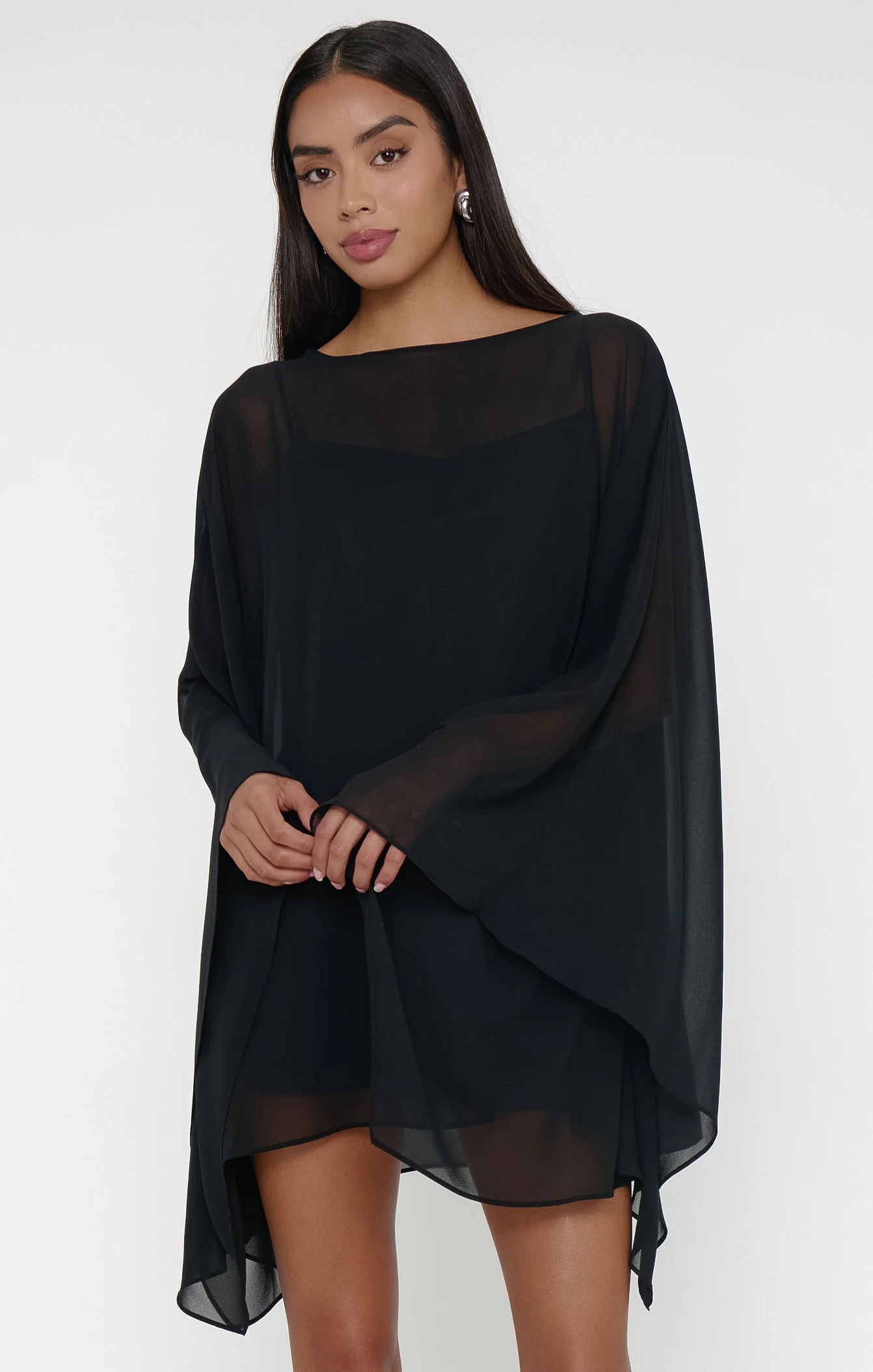 Olsen Mini Dress ~ Black Chiffon