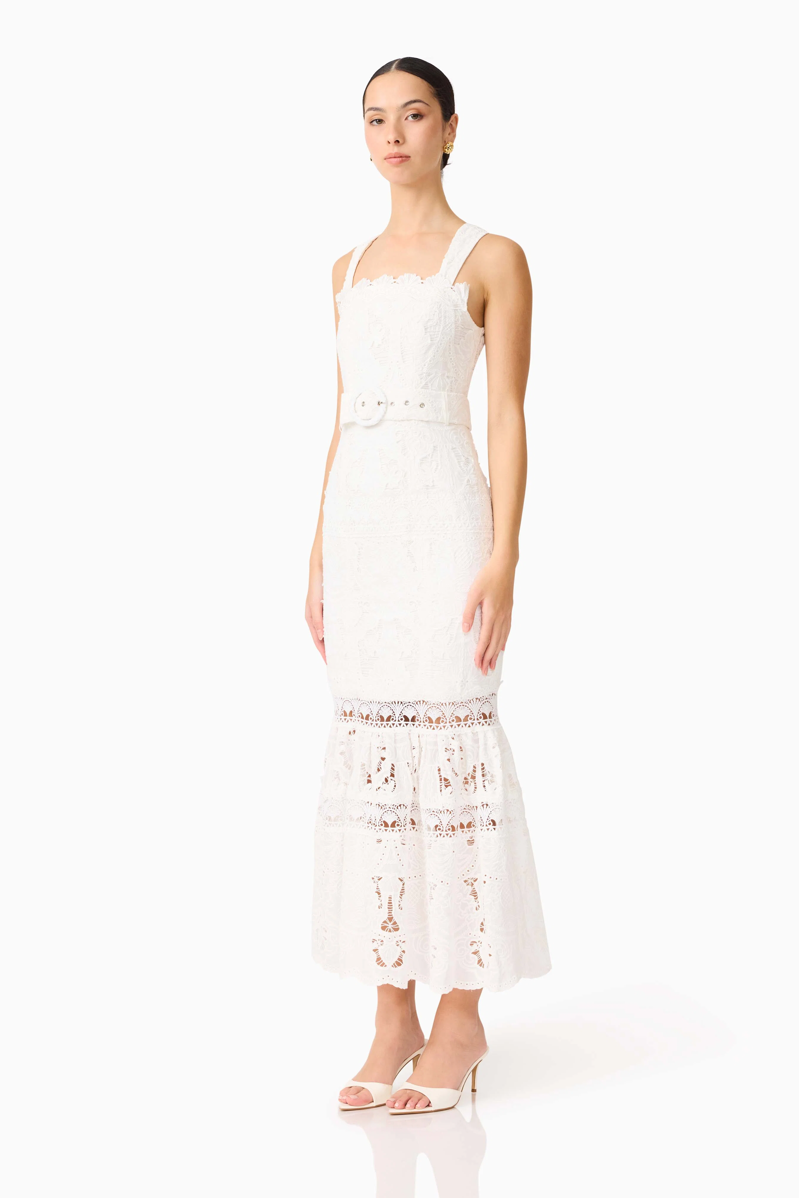 Giovanna Fit & Flare Maxi Dress in White
