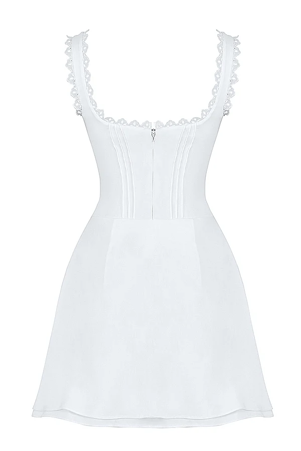white pin tuck mini dress - luluinthesky