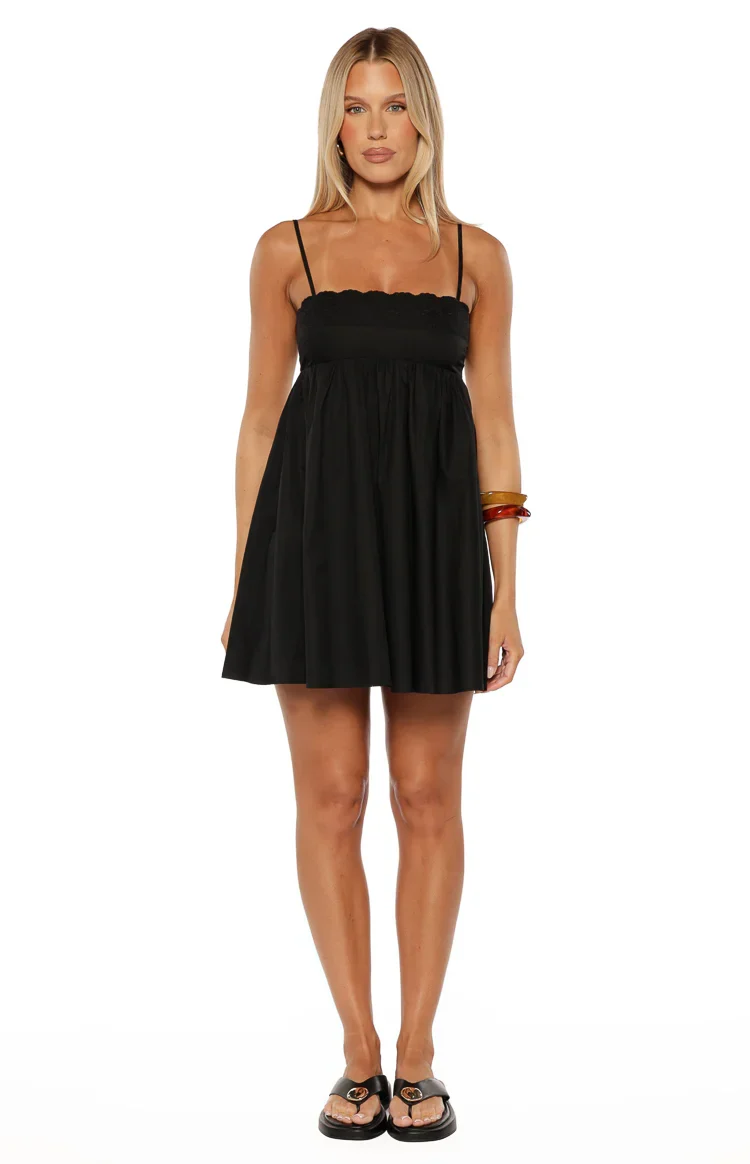 Gracelyn Black Eyelet Embroidered Mini Dress