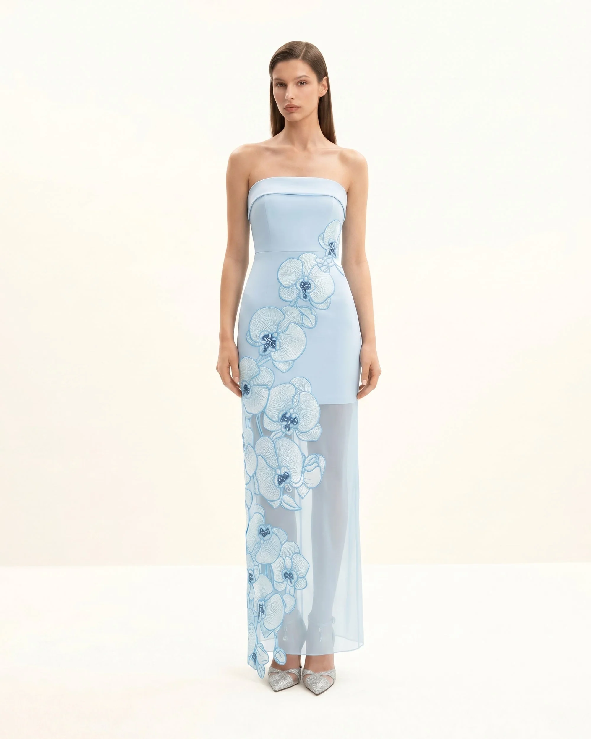 Orchid Embroidered Dress - Light Blue